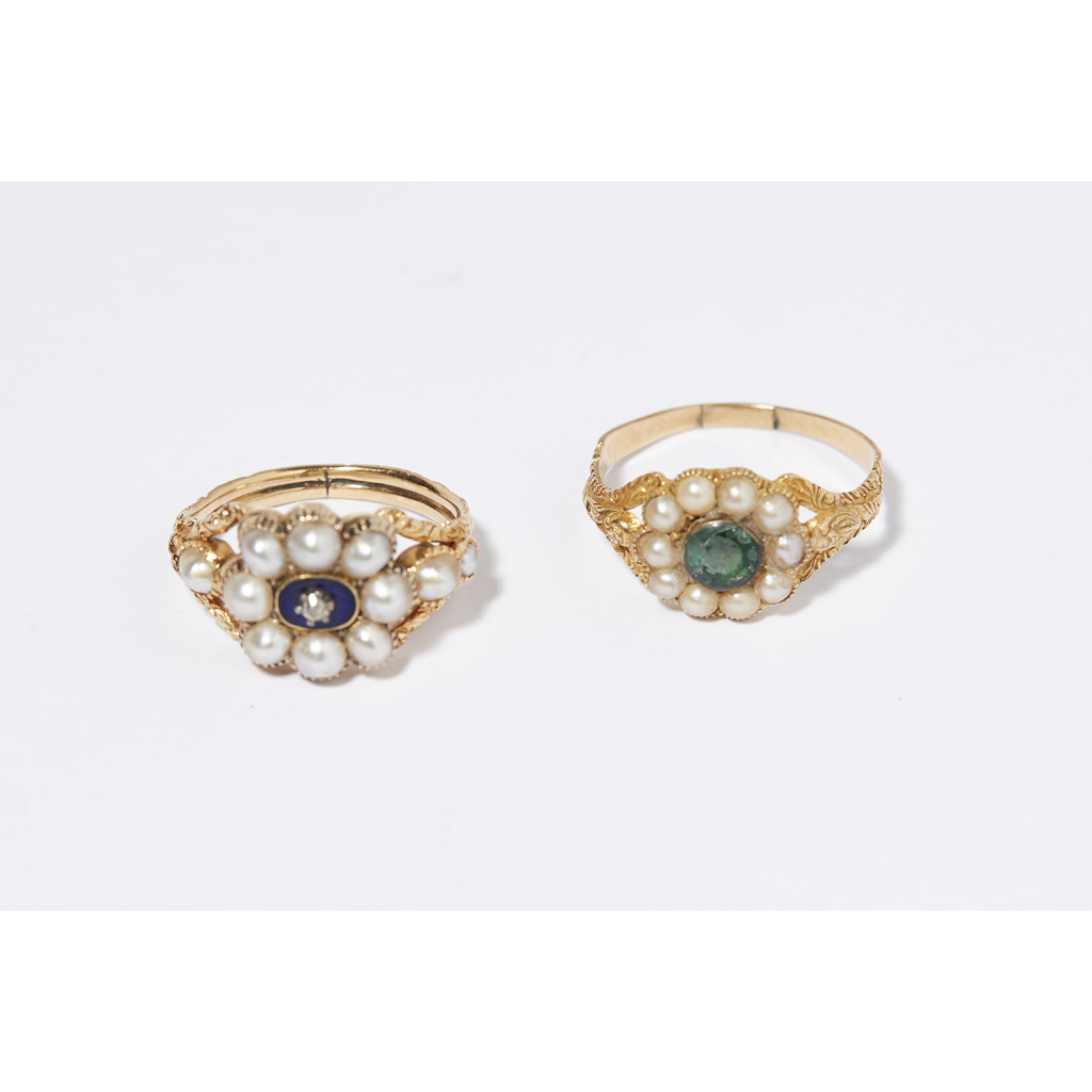 Two pearl set cluster rings