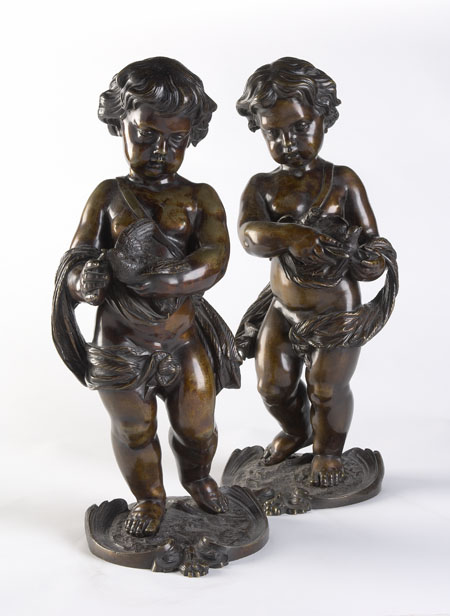 Louis Charles Hippolyte Buhot French School (1815-1865) A pair of bronze cupids