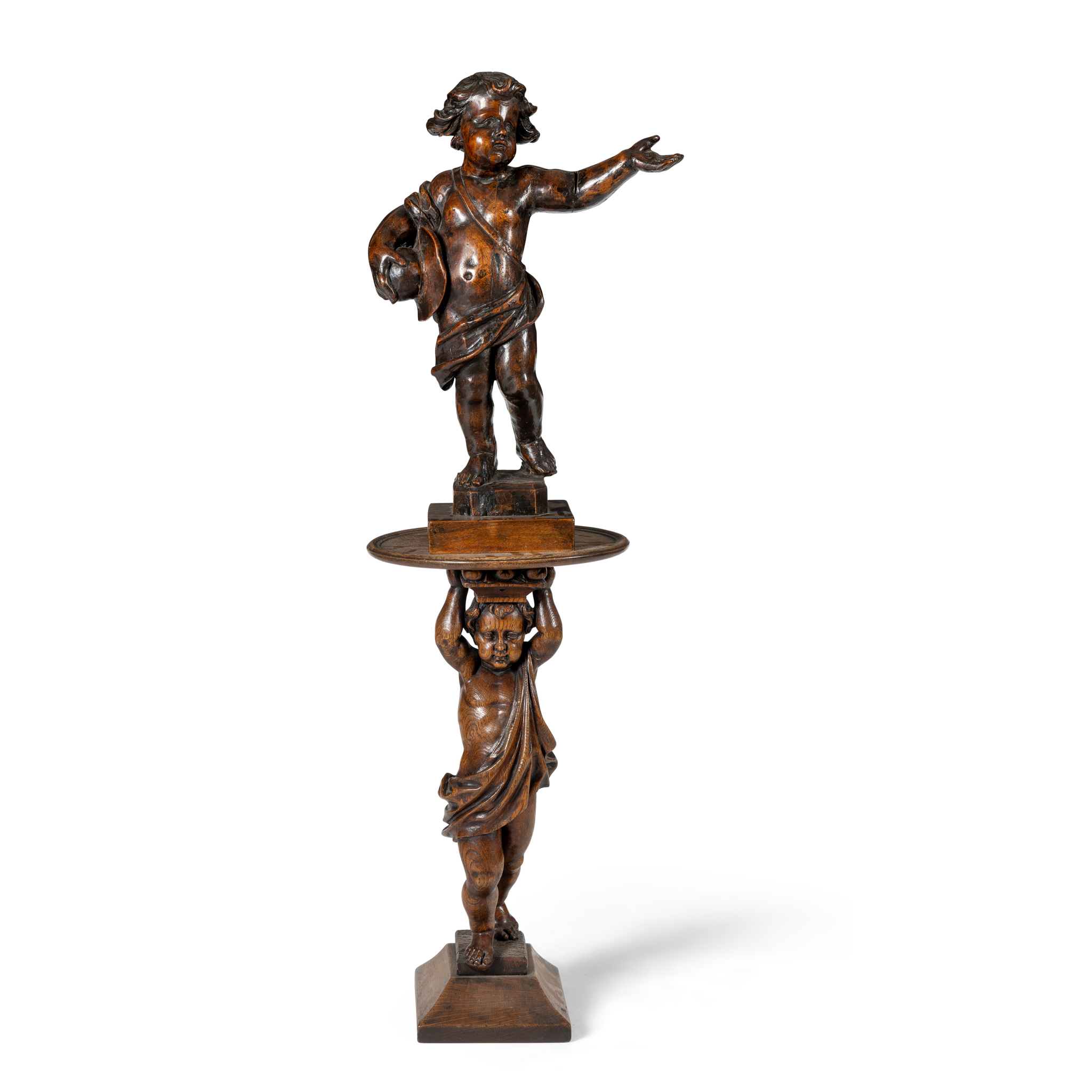 AN OAK TORCHERE STAND