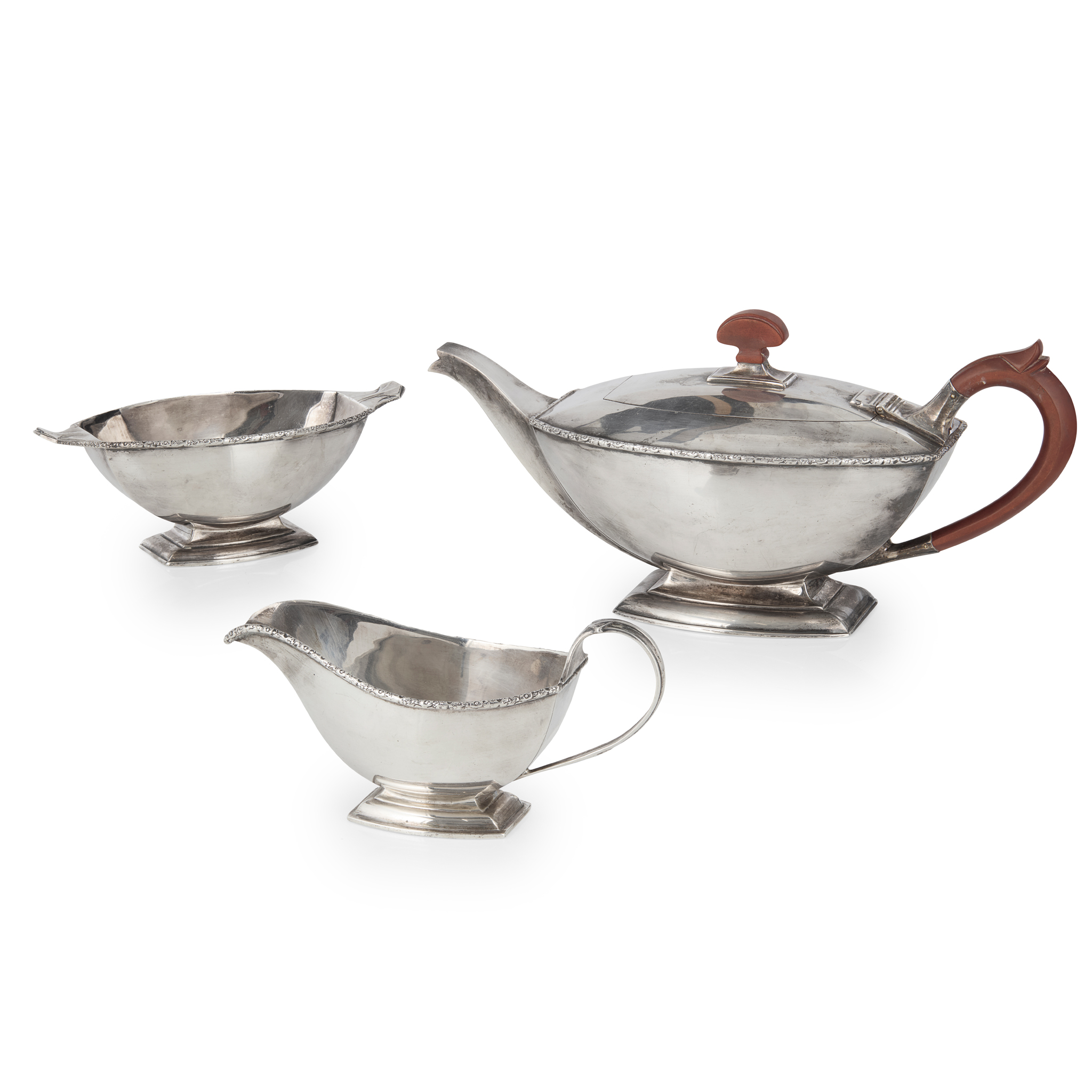 A 1930s THREE PIECE TEA SERVICE
