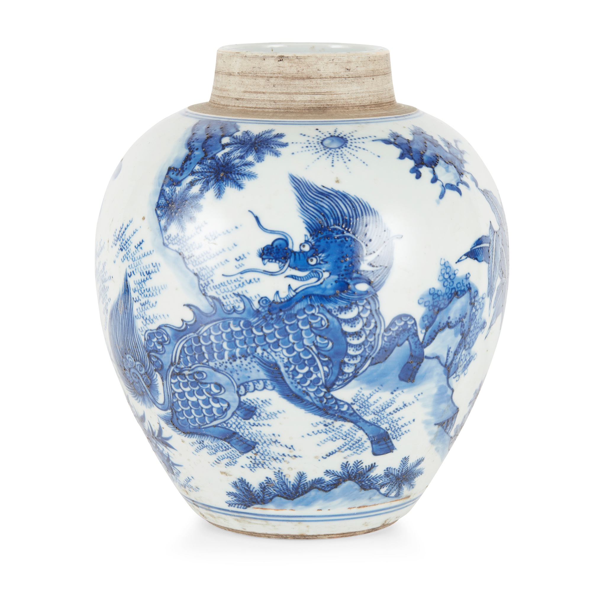 BLUE AND WHITE 'QILIN' GINGER JAR