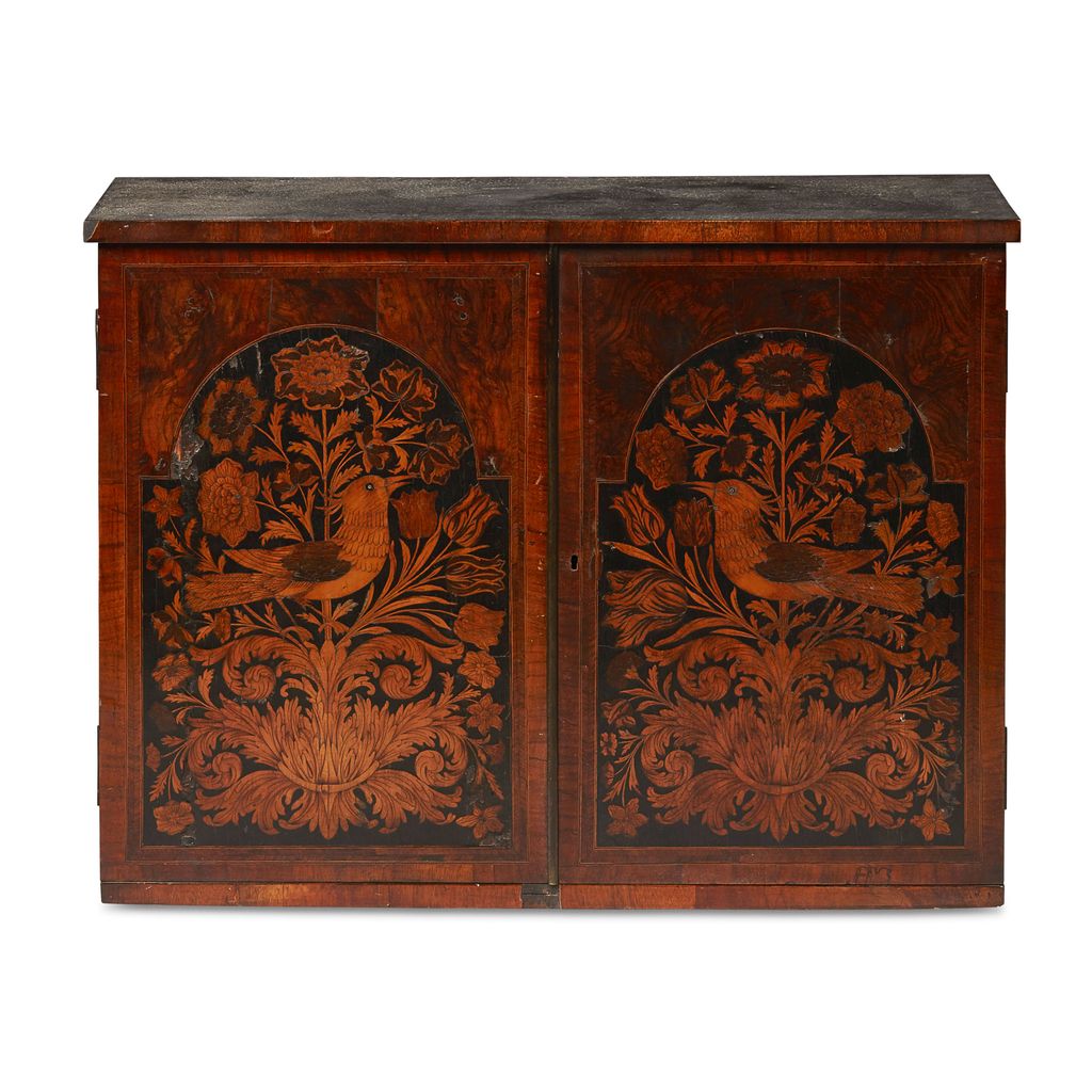 ANGLO-DUTCH WALNUT AND MARQUETRY CABINET