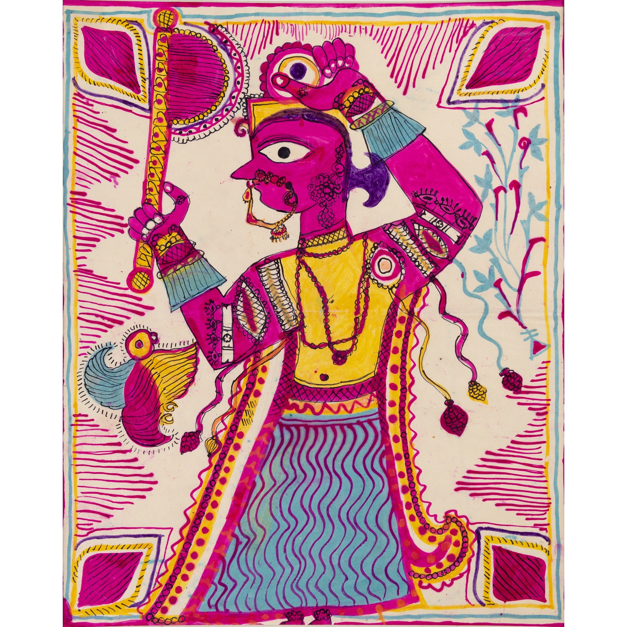 ‘KRISHNA HOLDING HIS FLUTE’ BY A MAITHIL KAYASTH WOMAN