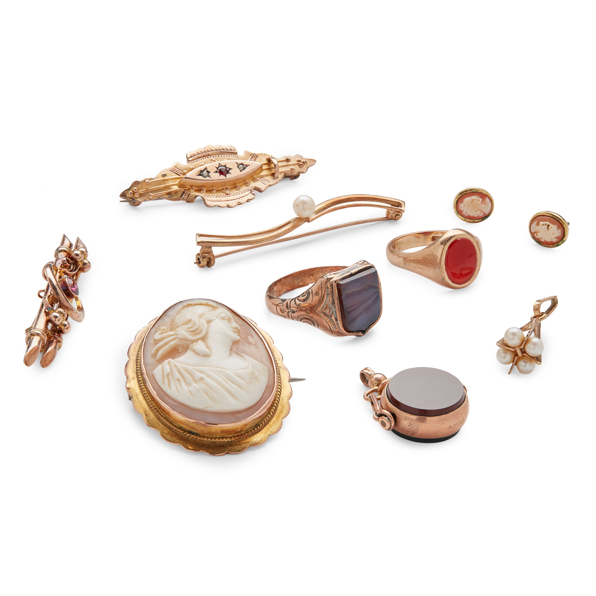 A collection of 9ct gem-set jewellery