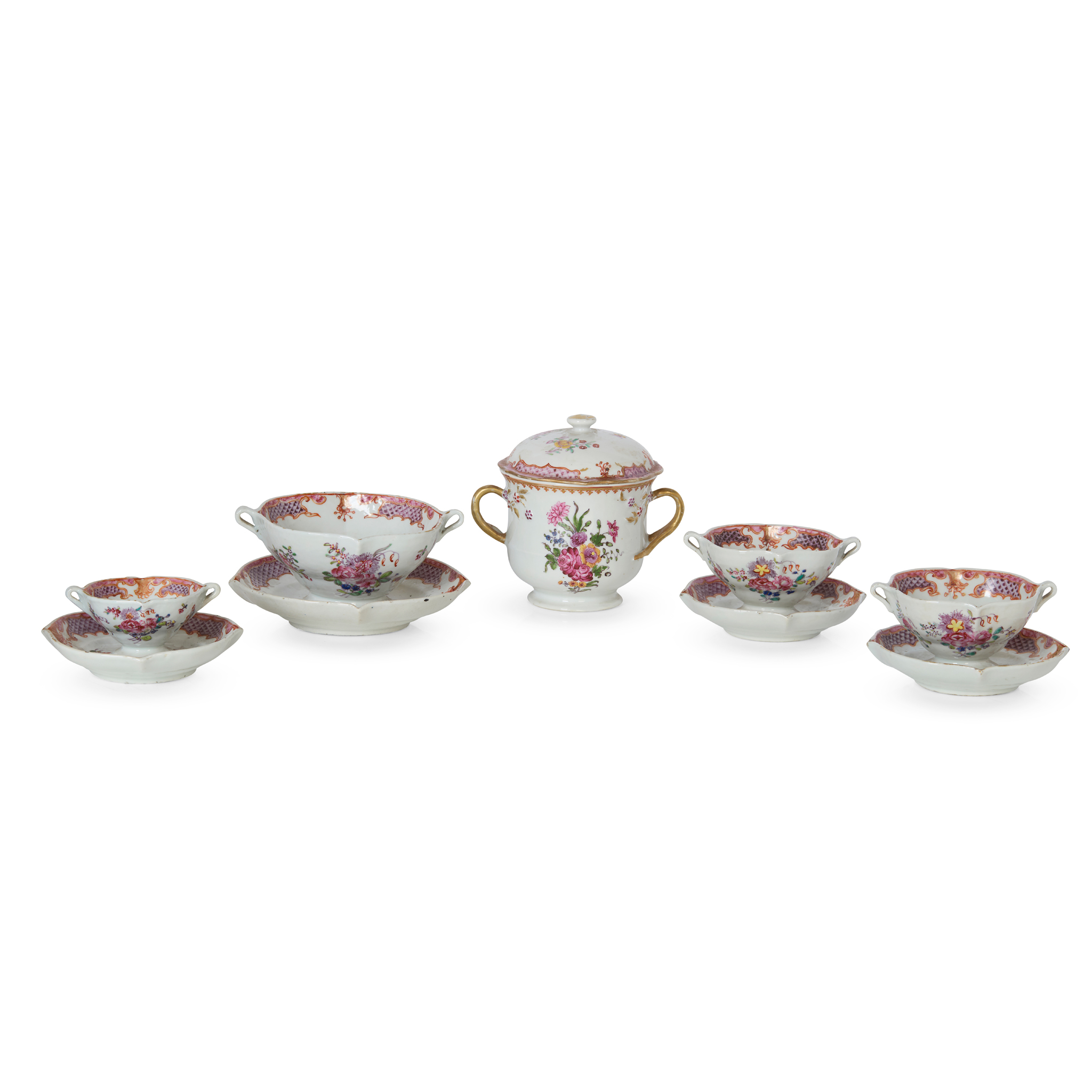 SET OF CHINESE EXPORT FAMILLE ROSE TEA WARES