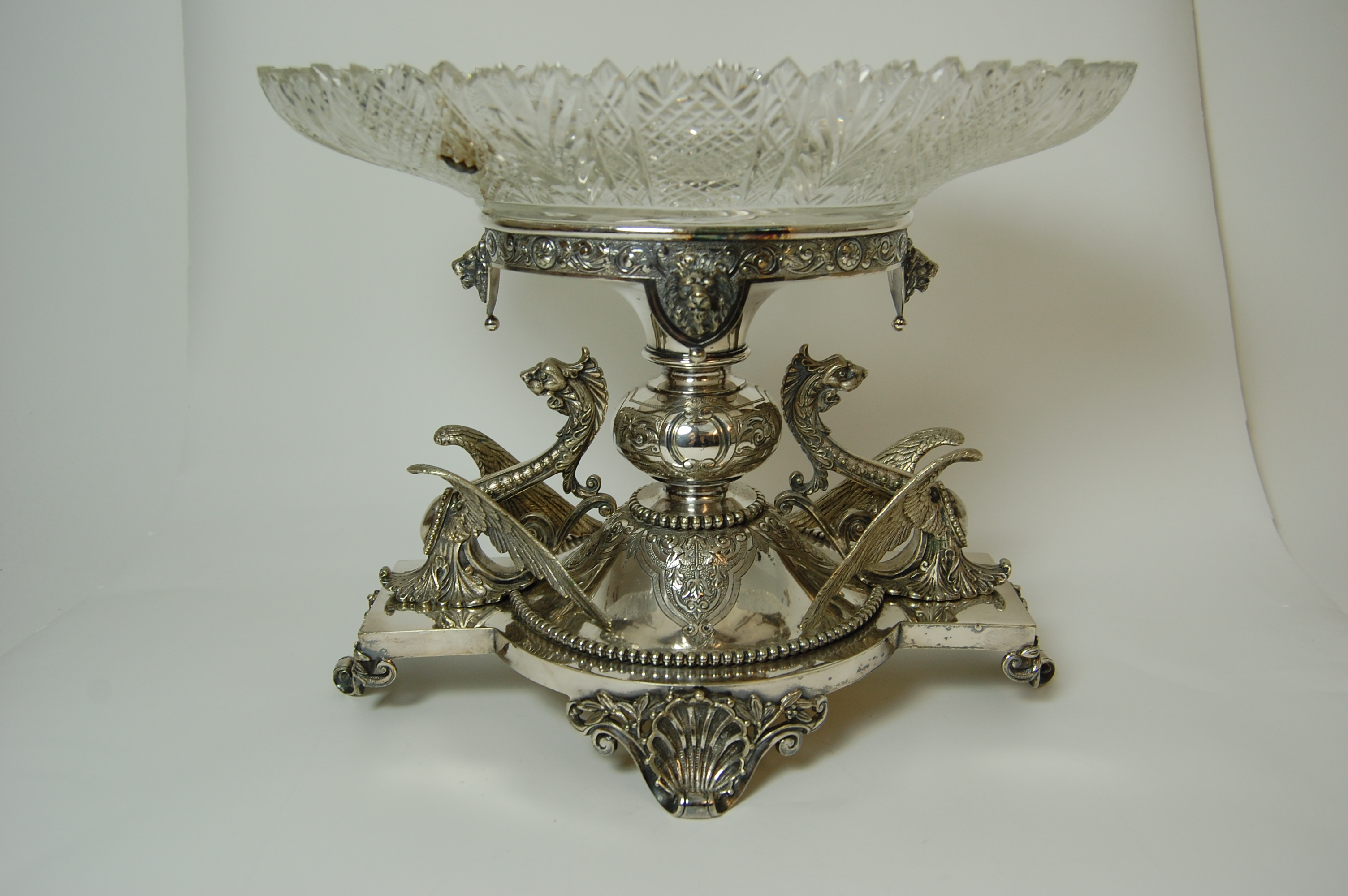 A large silver plated centre piece