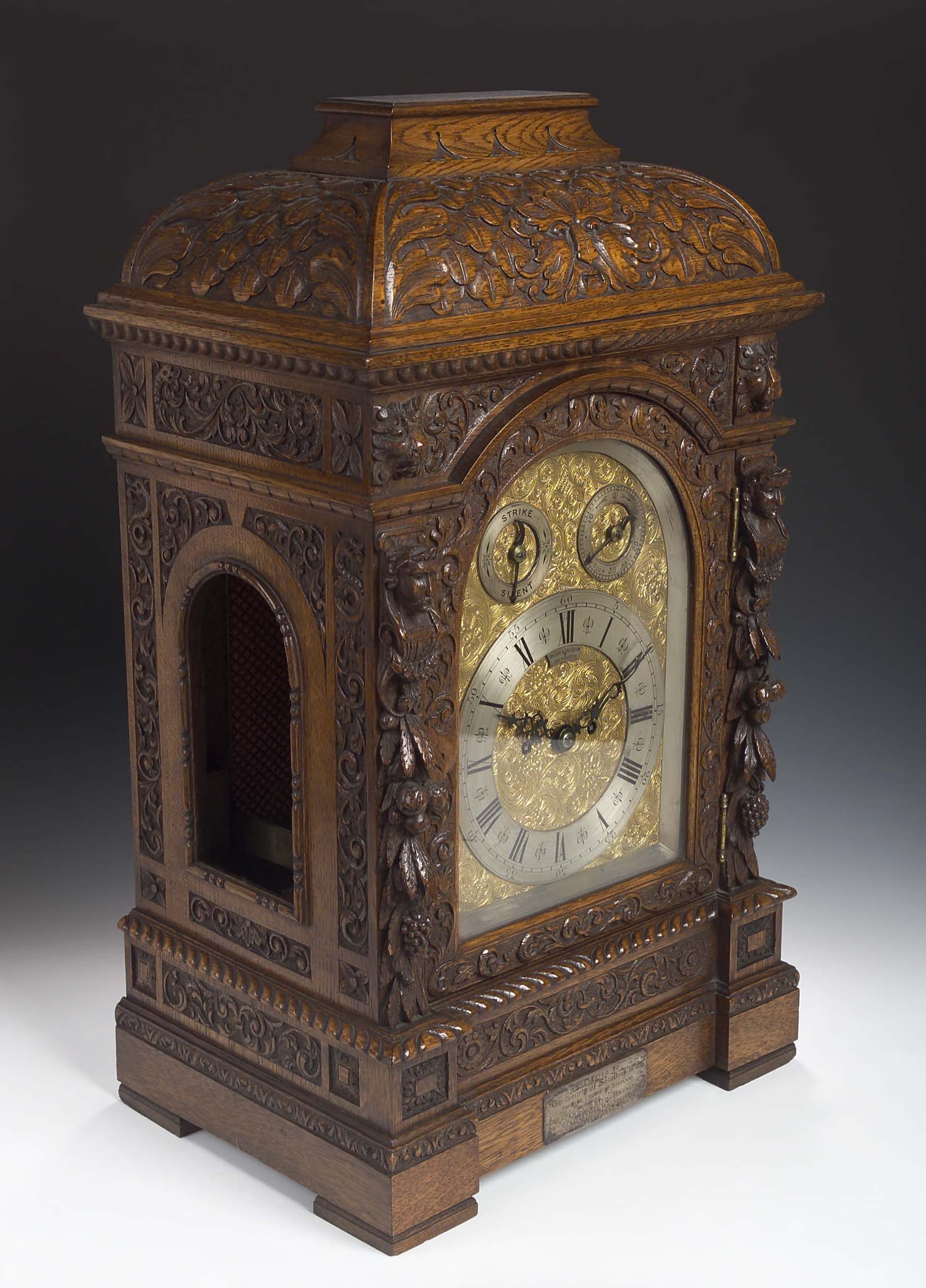 Mackay and Chisholm, Edinburgh A late Victorian oak cased 8-day bracket clock,