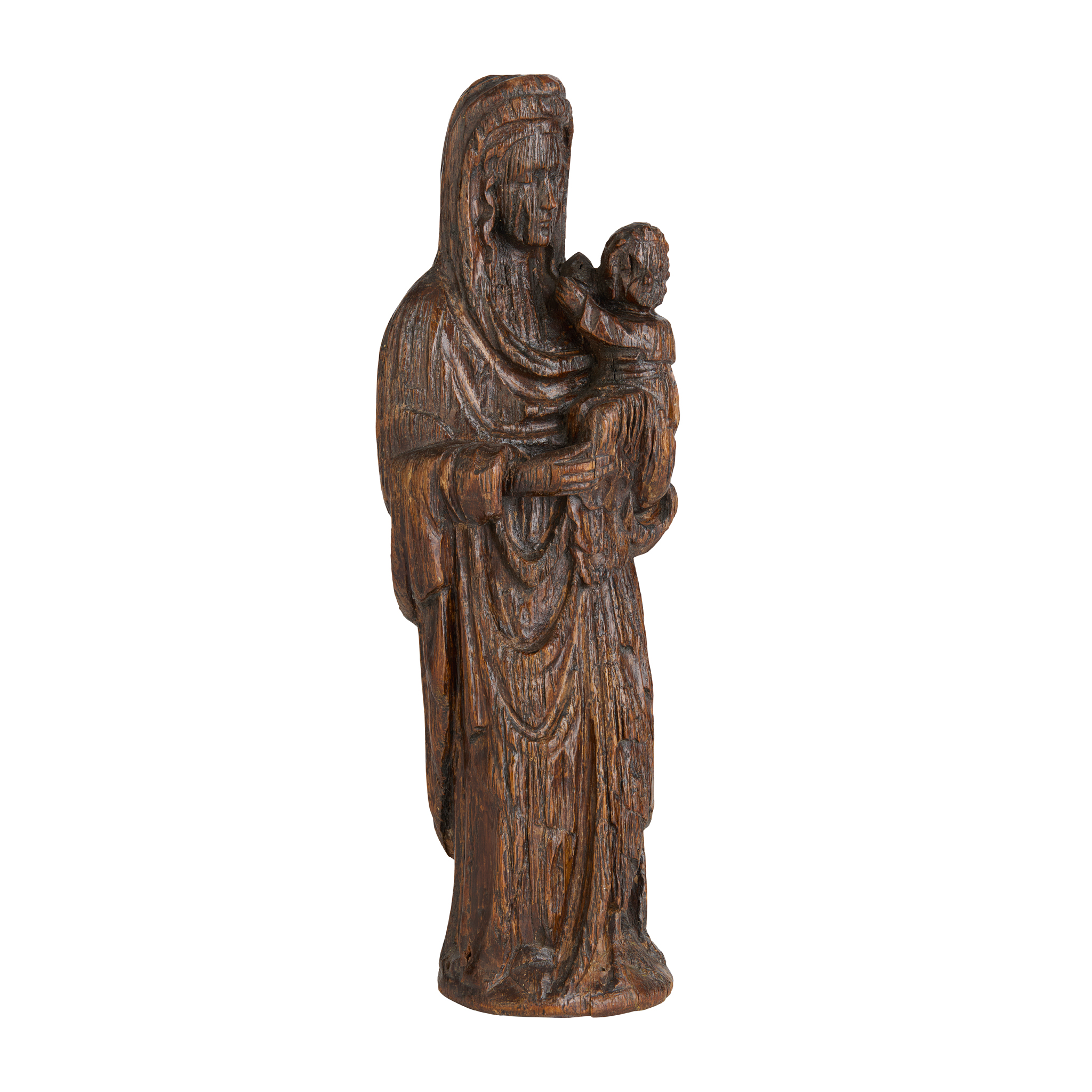 CARVED OAK VIRGIN AND CHILD