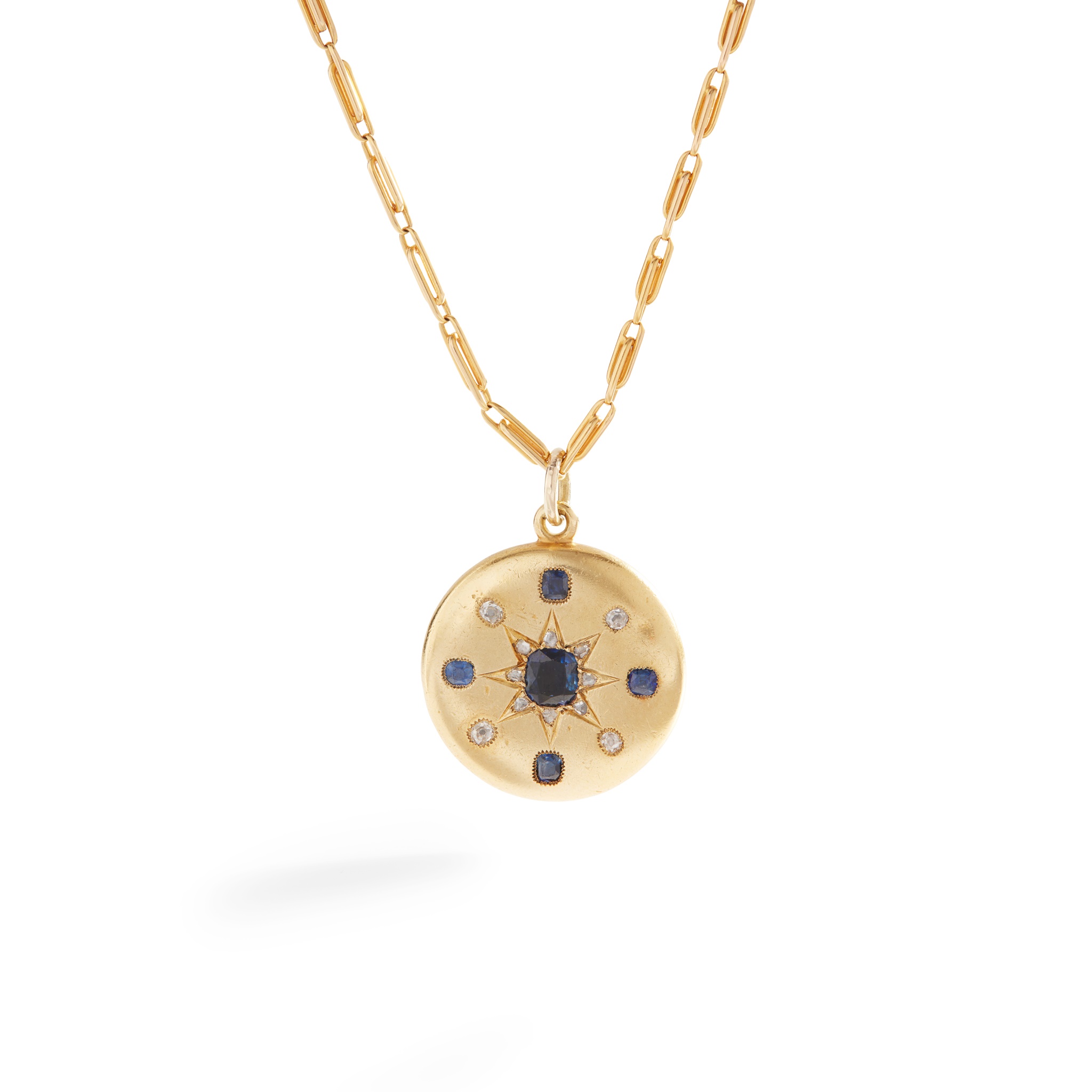A sapphire and diamond pendant