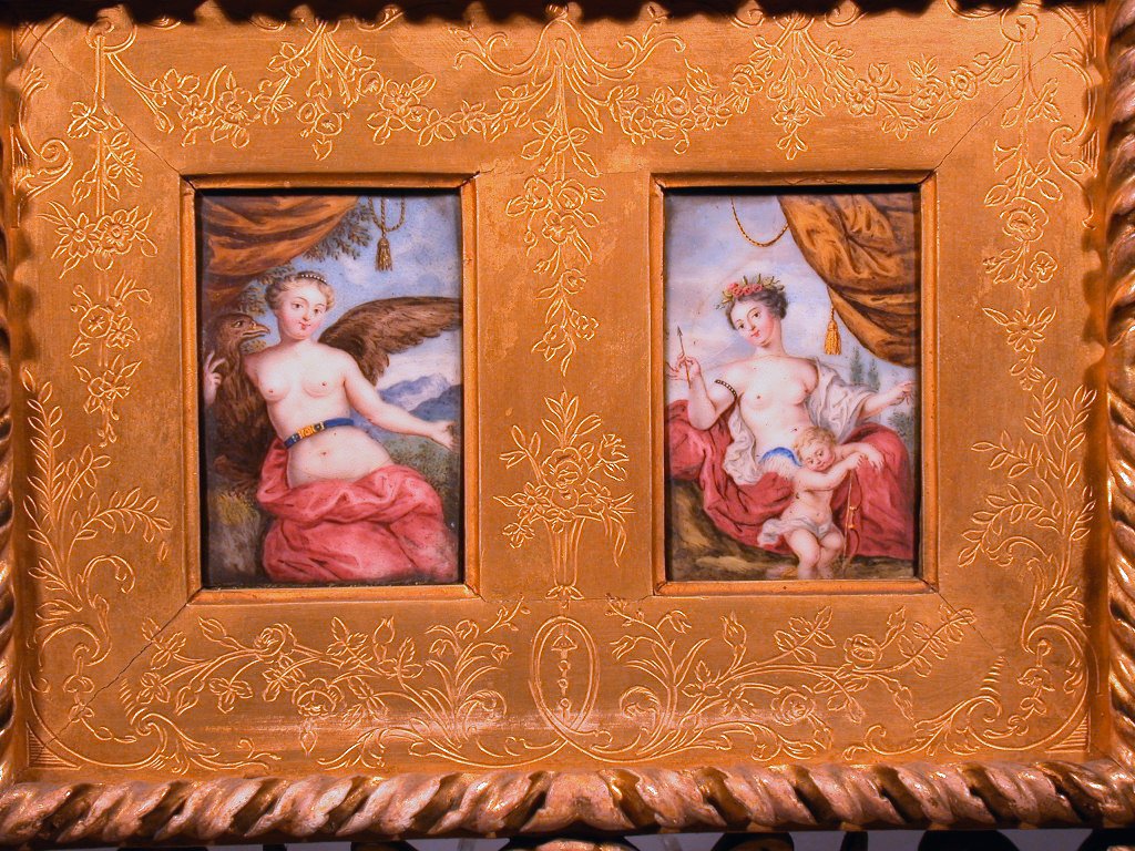 A pair of small enamel miniatures