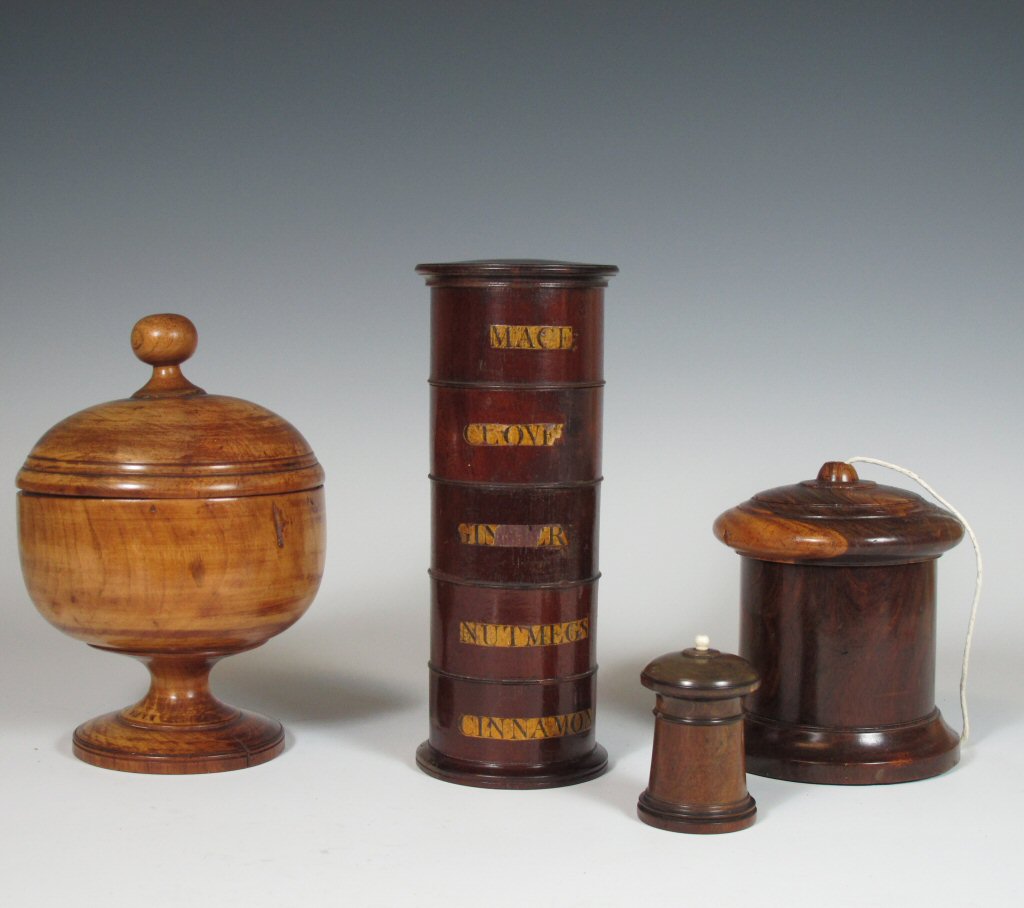 A 19th century fruitwood spice rack
