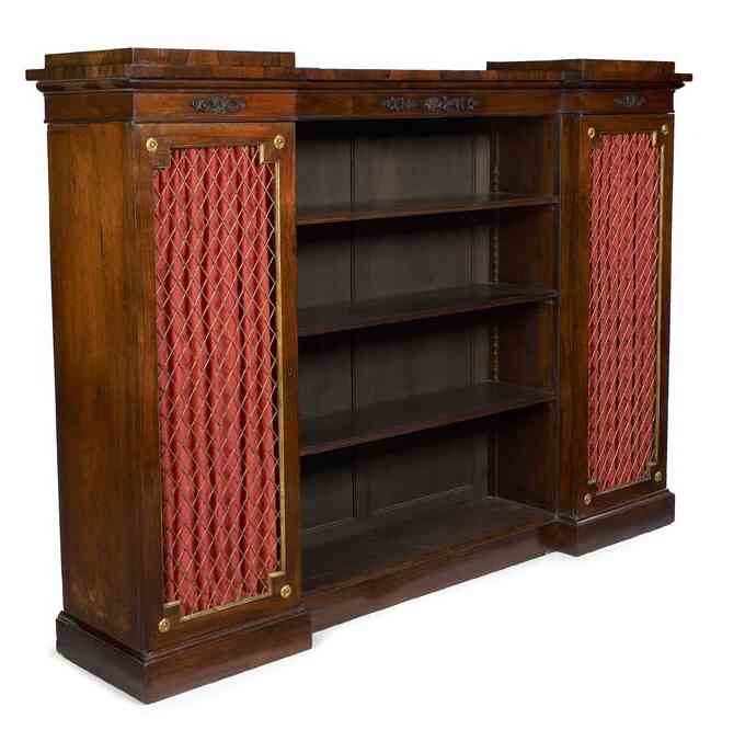 A Regency period rosewood low library bookcase