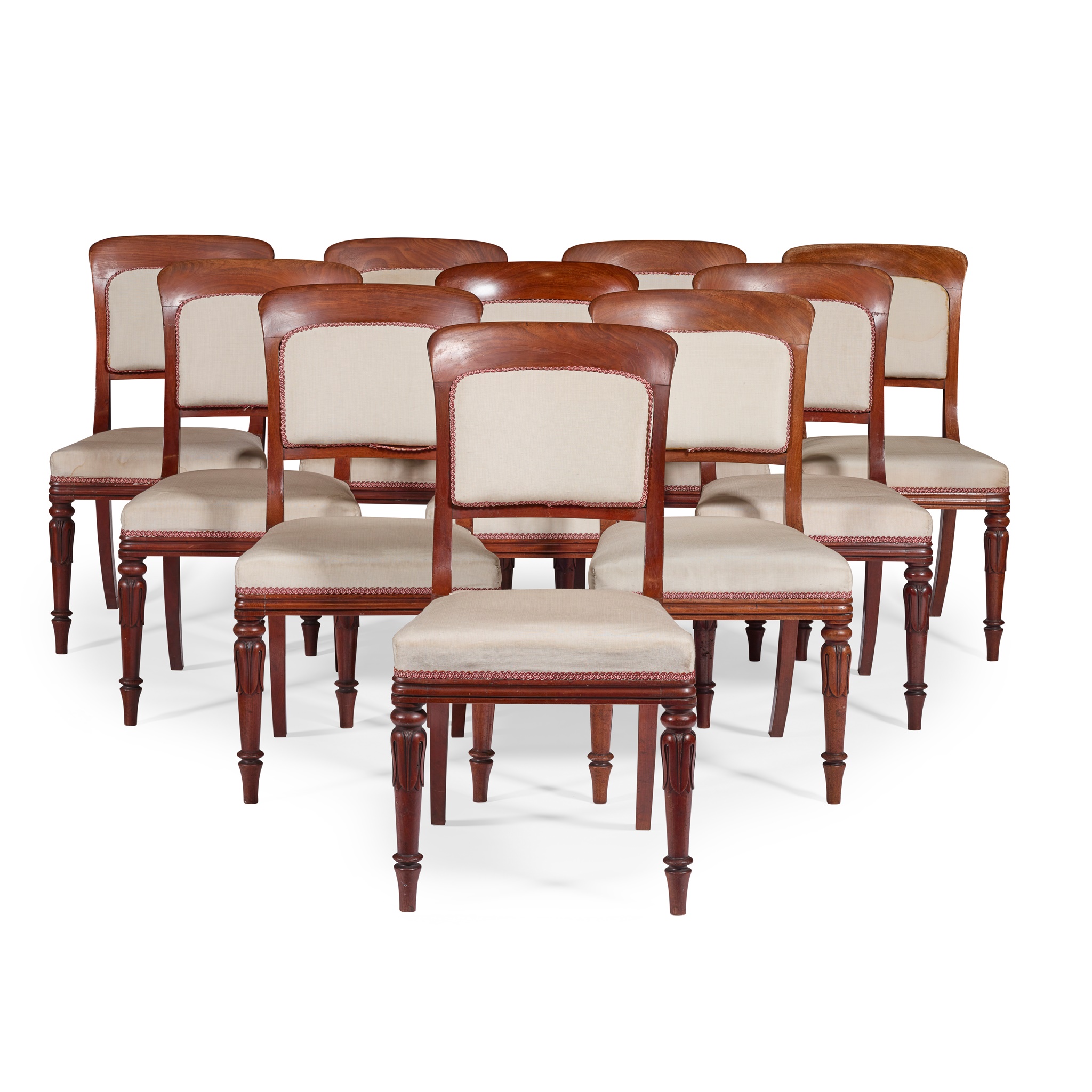 SET OF TEN VICTORIAN UPHOLSTERED DINING CHAIRS