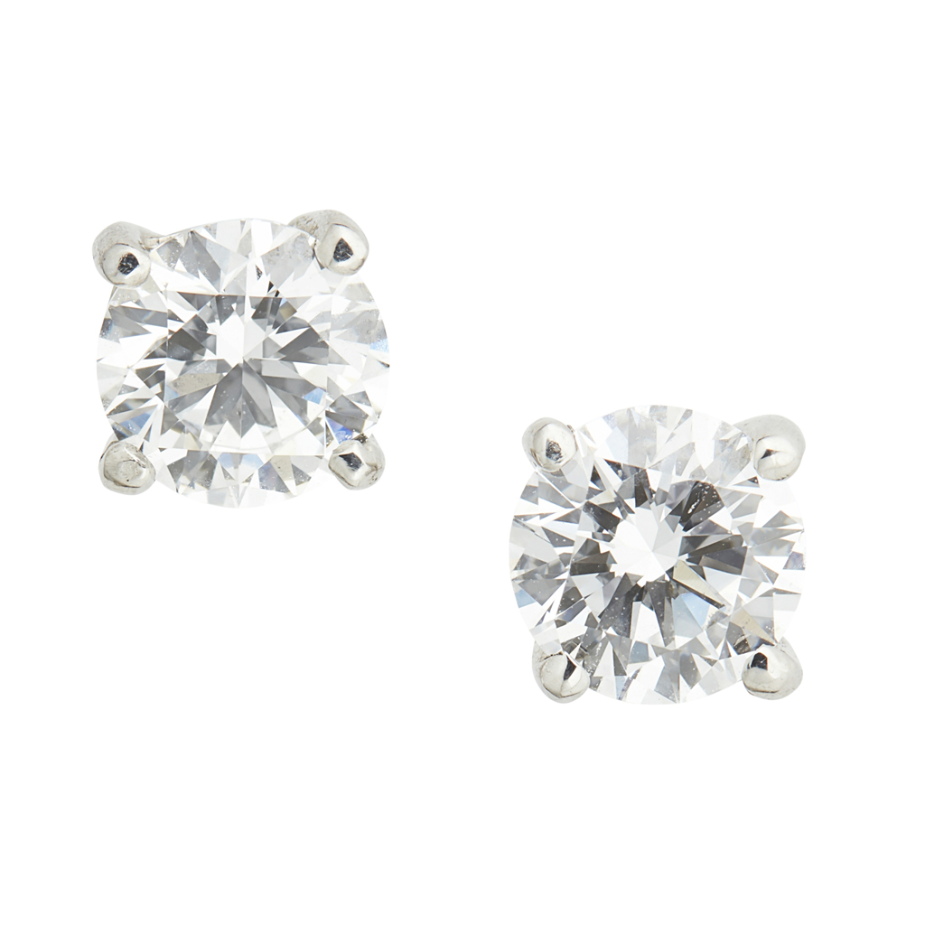 A pair of lab grown diamond ear studs