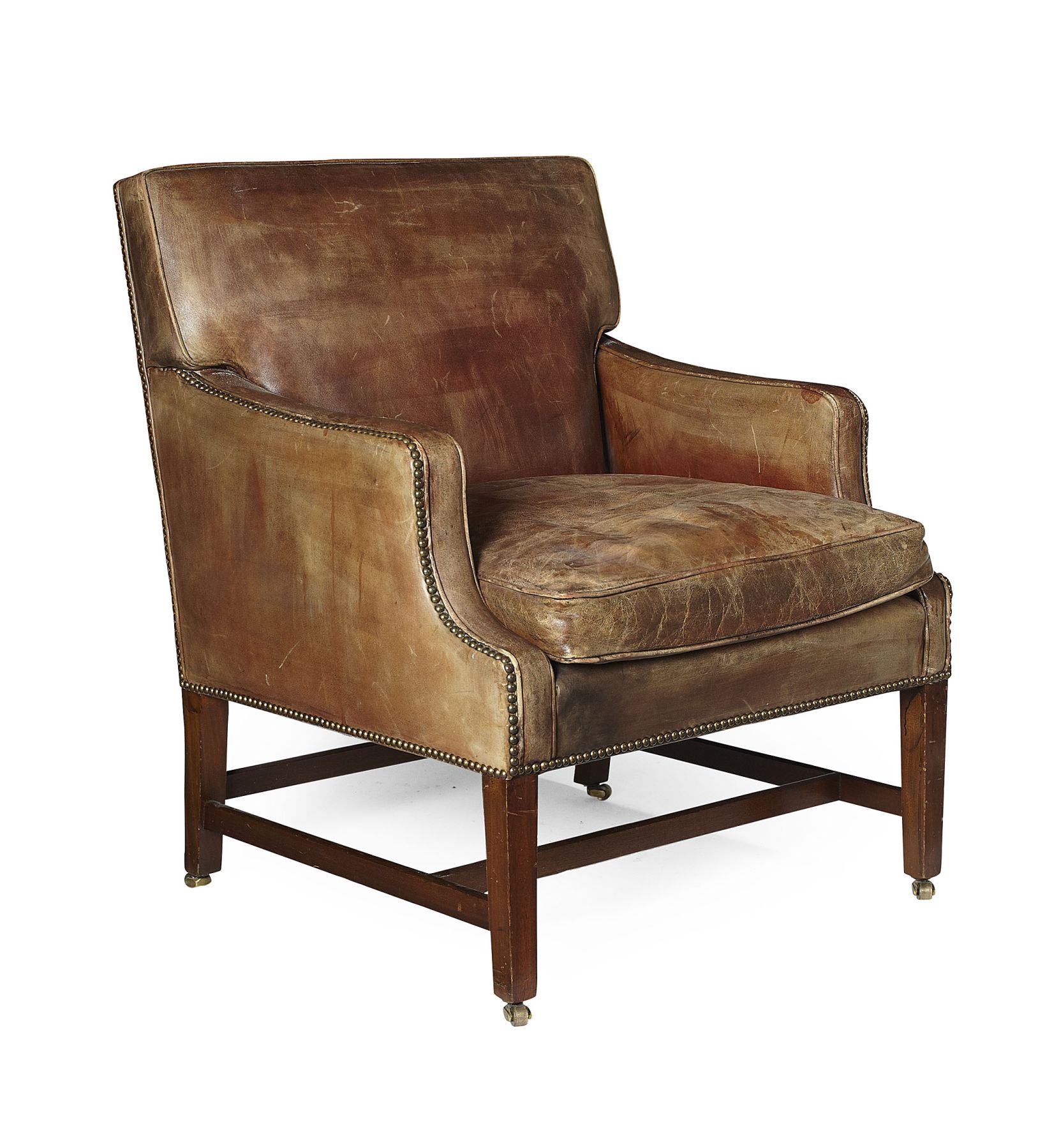 GEORGE III STYLE LEATHER UPHOLSTERED ARMCHAIR