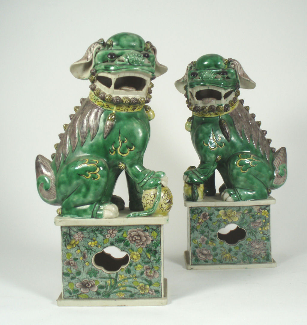 A pair of late 19th century Chinese lion dogs