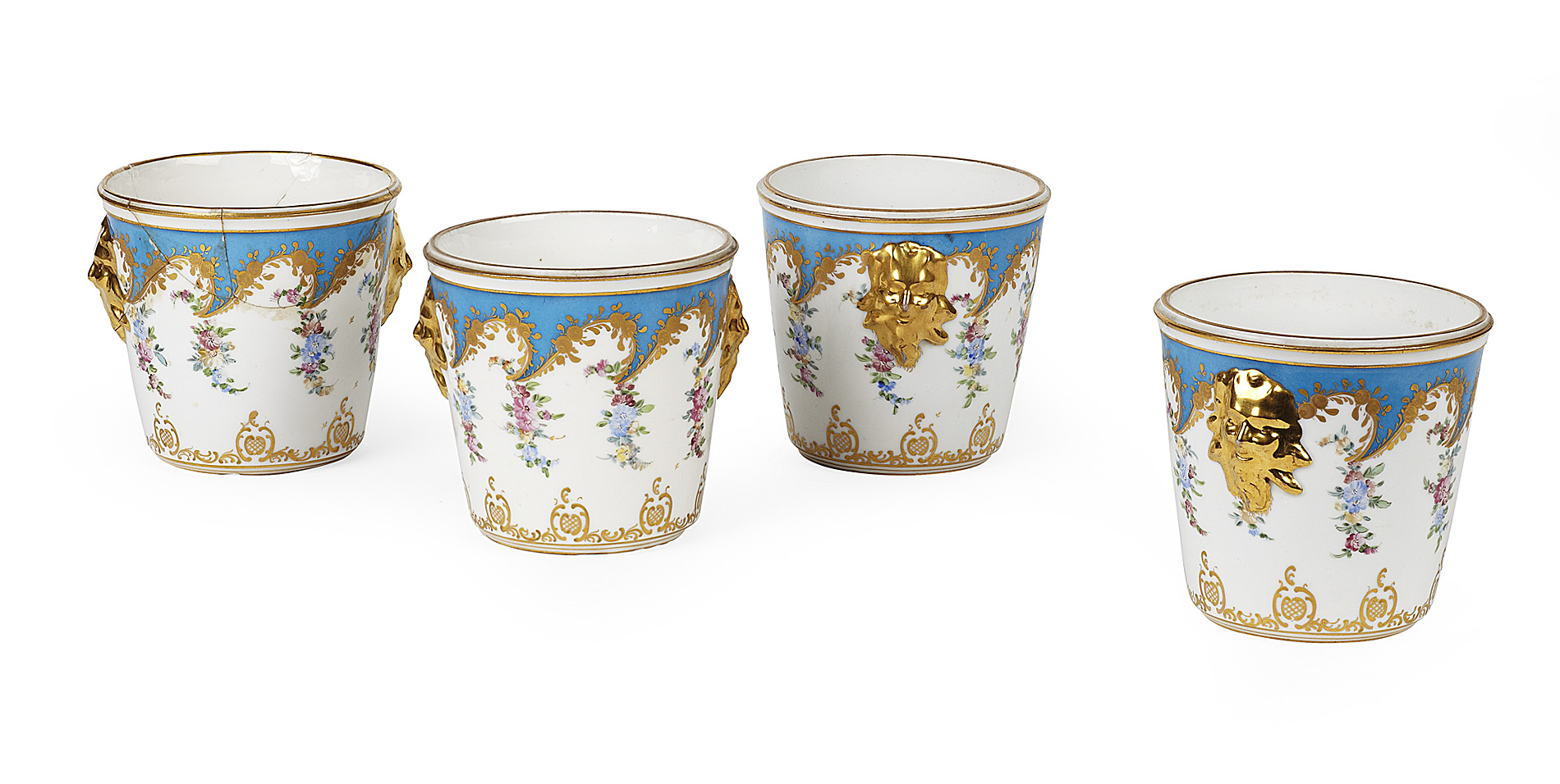 FOUR CONTINENTAL PORCELAIN CACHE POTS