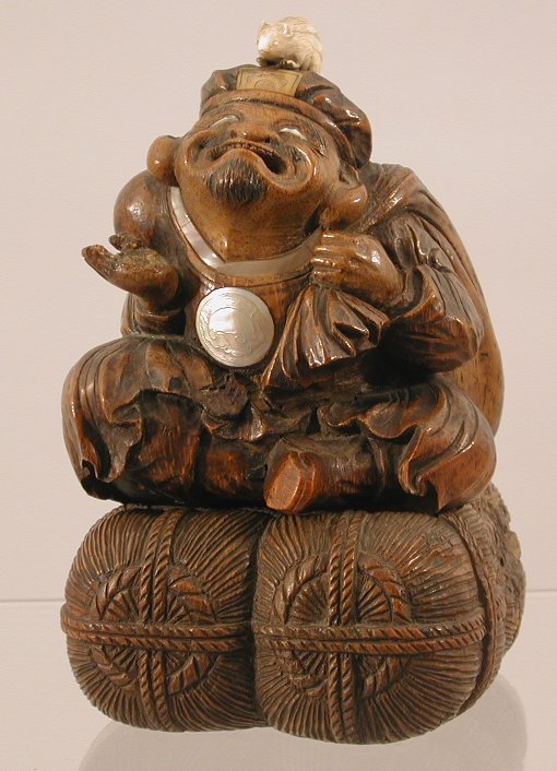 A Japanese carved softwood and shibyama-style inlaid box and cover