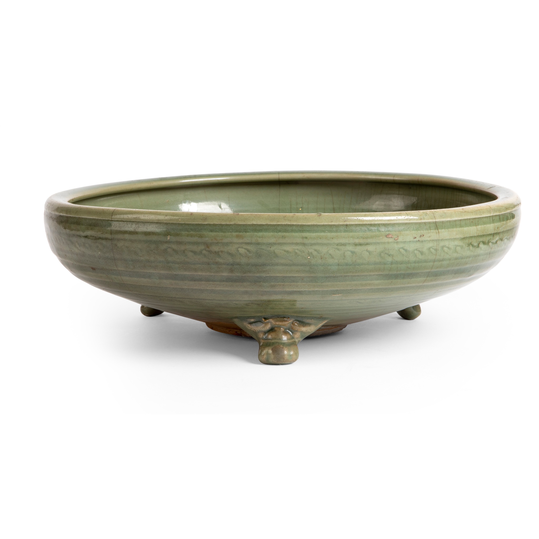 LARGE LONGQUAN CELADON-GLAZED TRIPOD CENSER