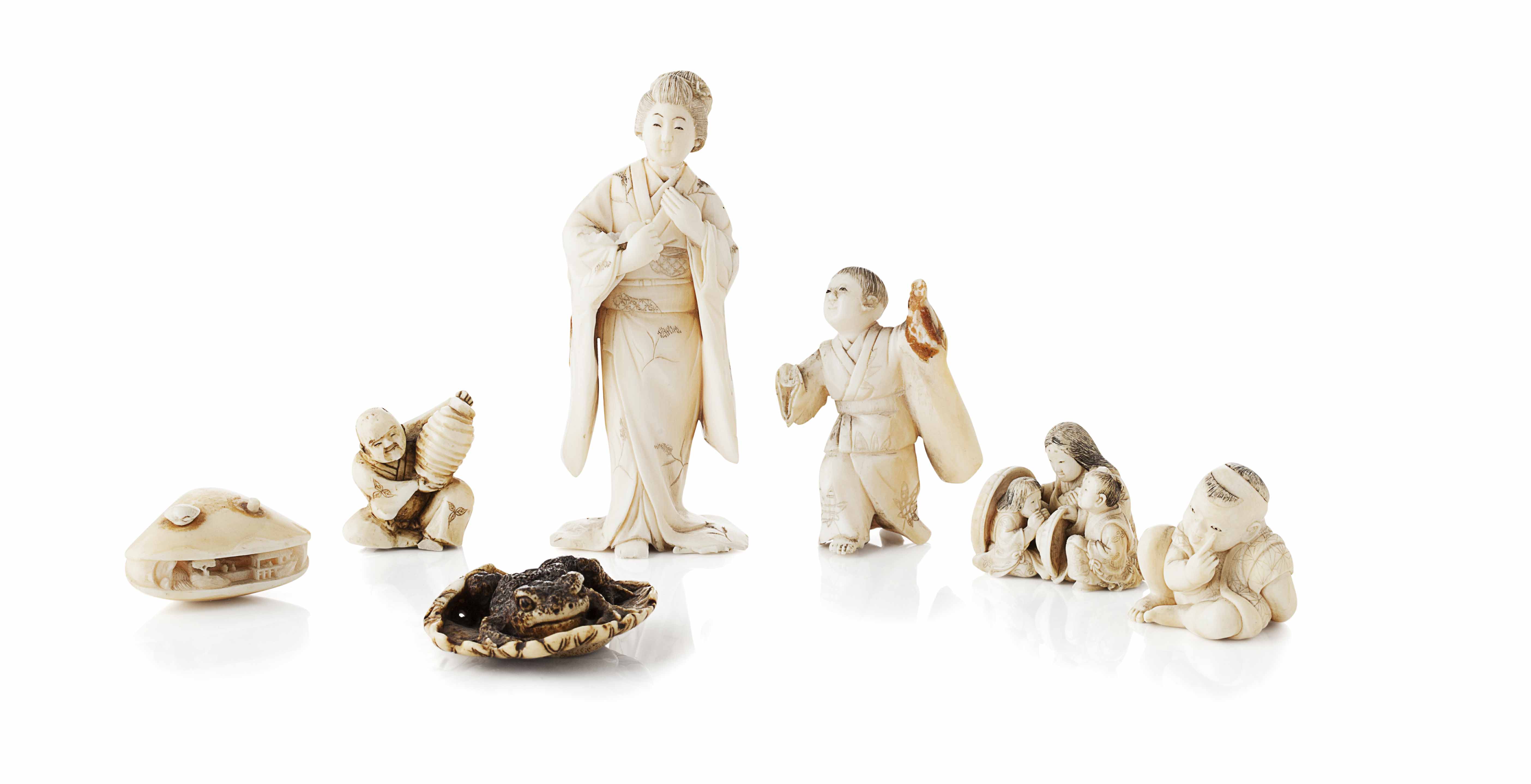 GROUP OF JAPANESE IVORY CARVINGS