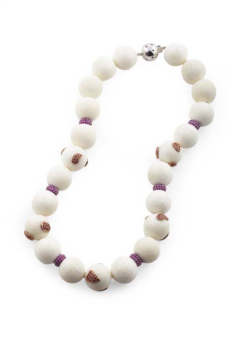 A contemporary multi-gem set necklace
