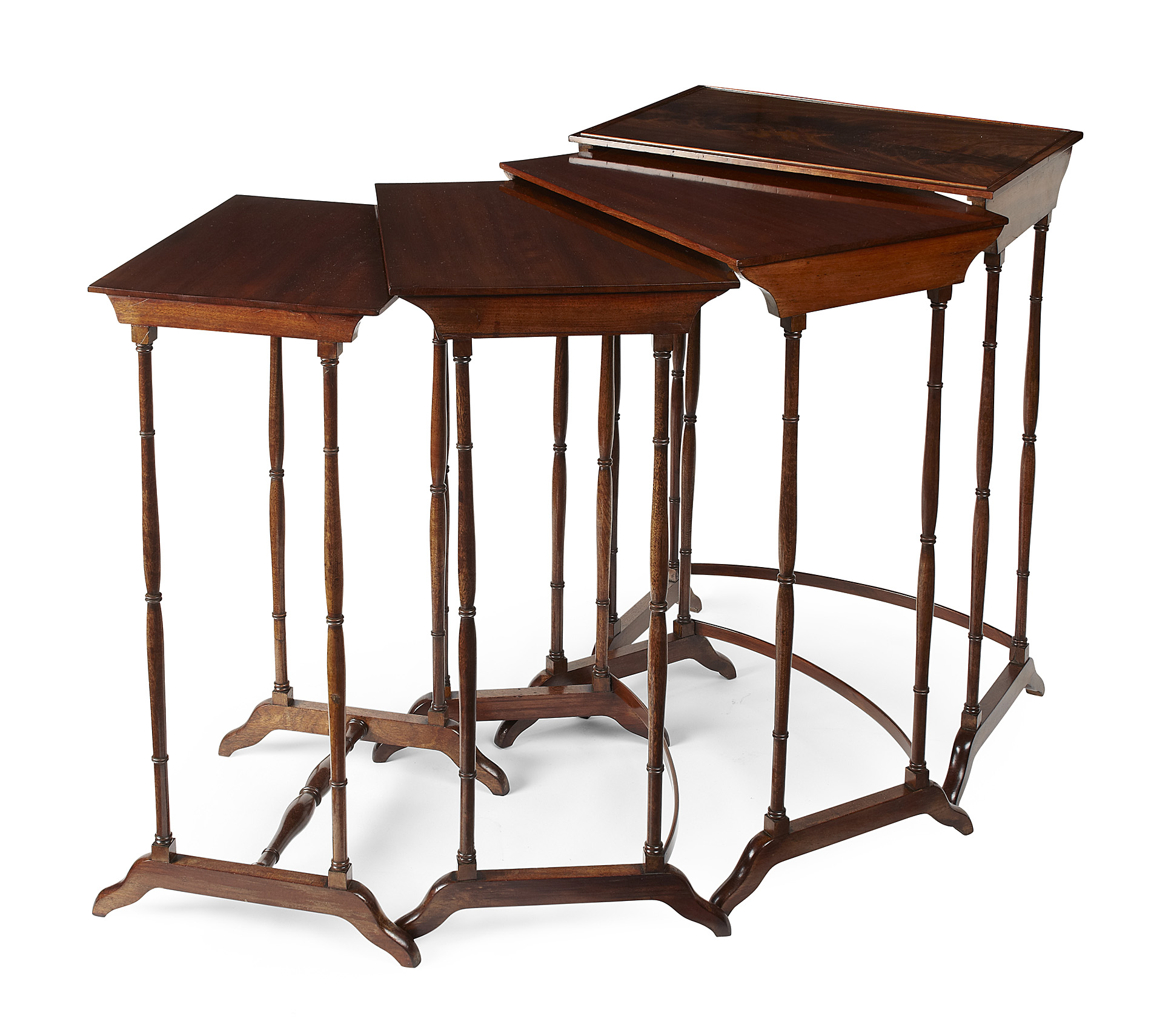SET OF REGENCY MAHOGANY QUARTETTO TABLES