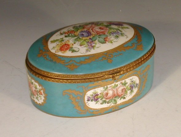 A 19th century oval Sevres style hinged box