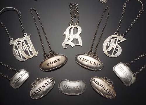 A collection of ten assorted wine labels,