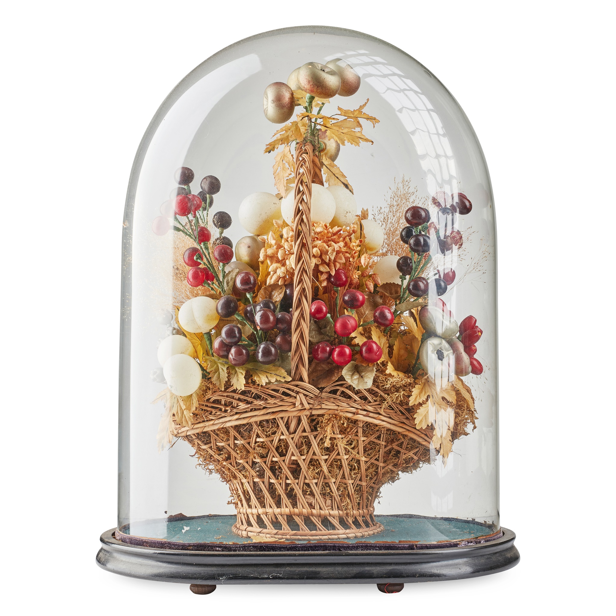 THREE VICTORIAN DOMED FLORAL BASKET DISPLAYS