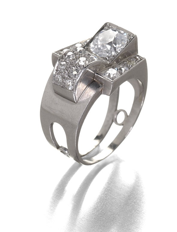 A 1940's diamond set cocktail ring,