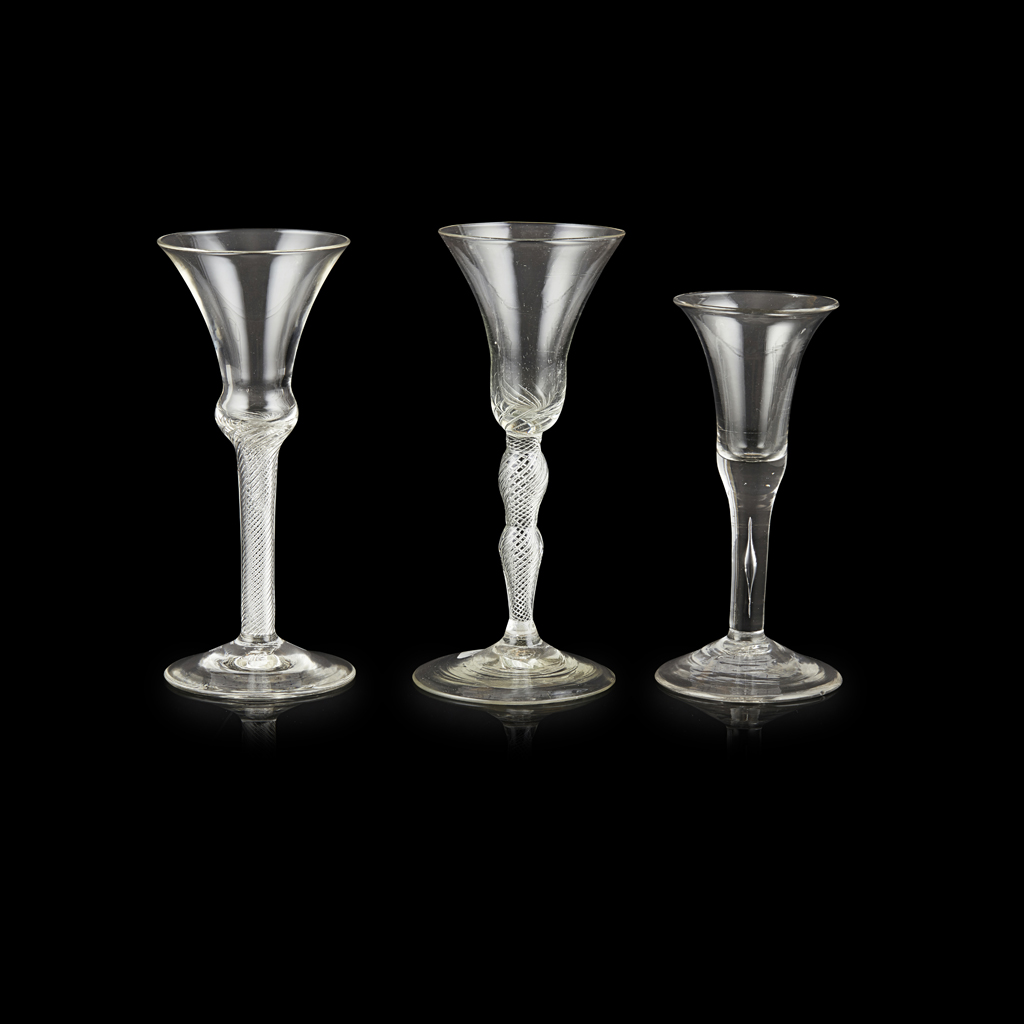 THREE GEORGIAN WINE GLASSES