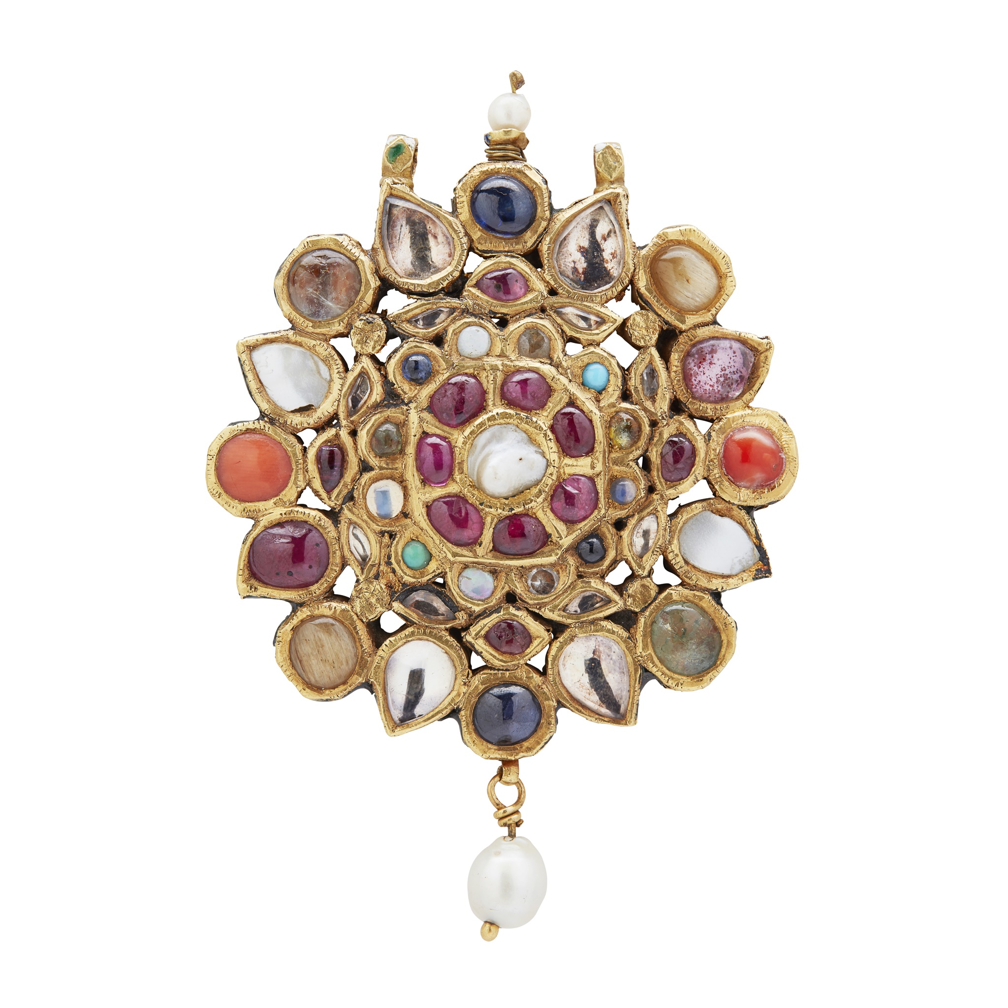 An Indian Navaratna gem-set pendant