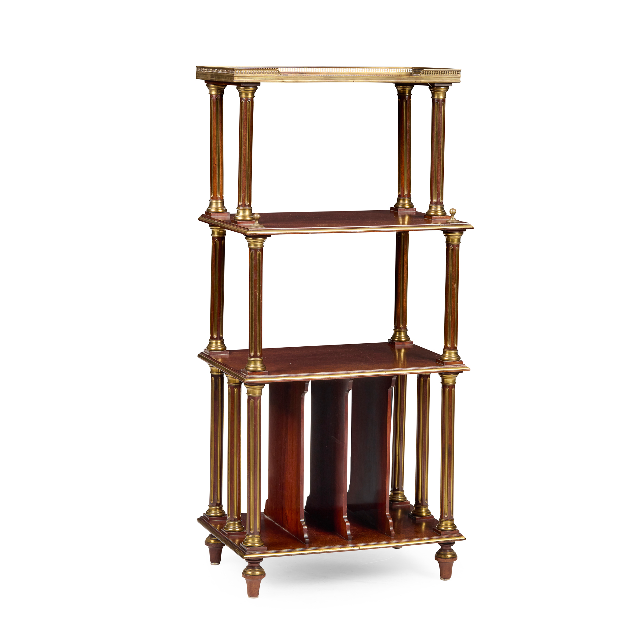 NAPOLEON III MAHOGANY AND BRASS ETAGERE