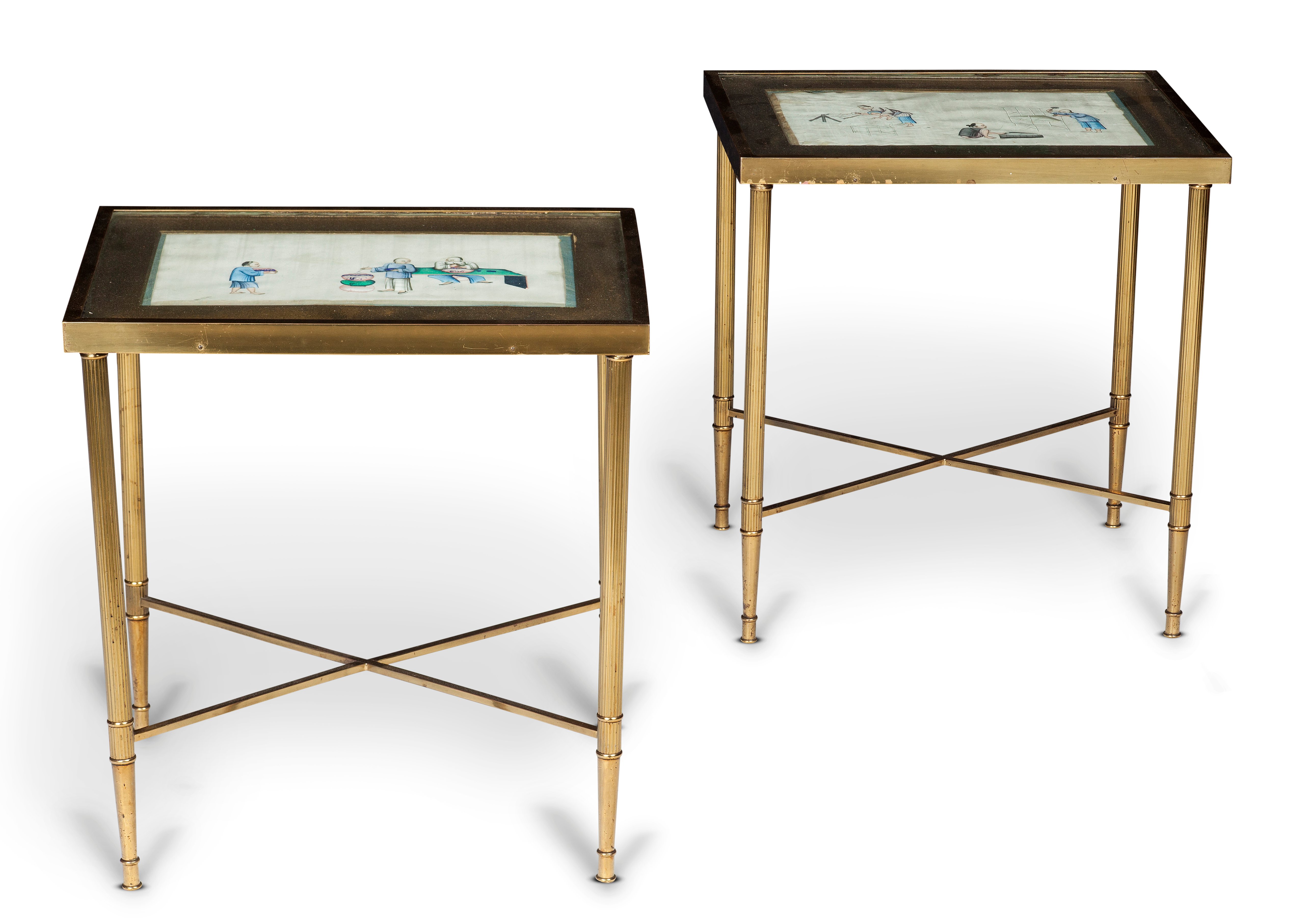 PAIR OF GILT BRASS OCCASIONAL TABLES