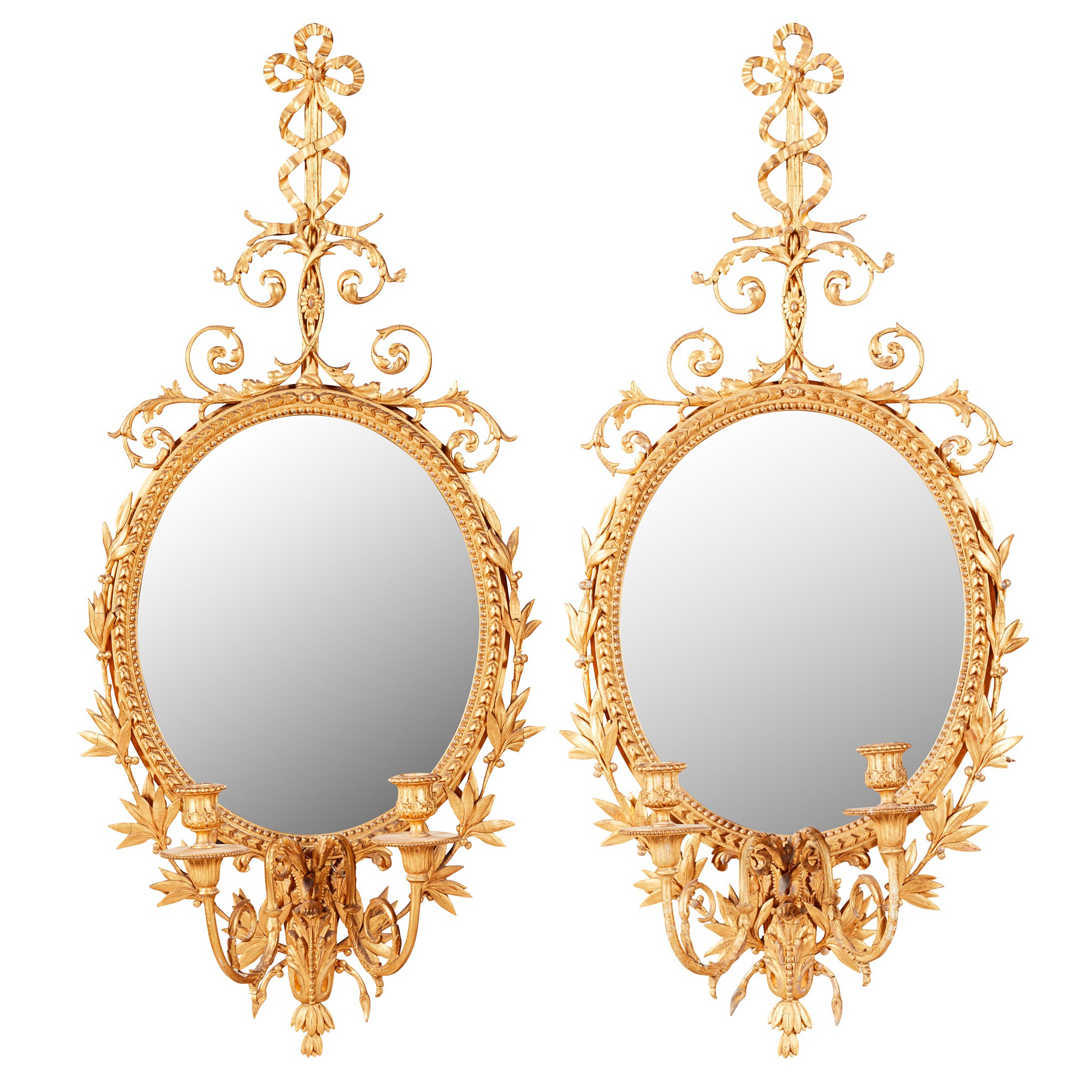 PAIR OF GEORGE III STYLE GILTWOOD GIRANDOLE MIRRORS