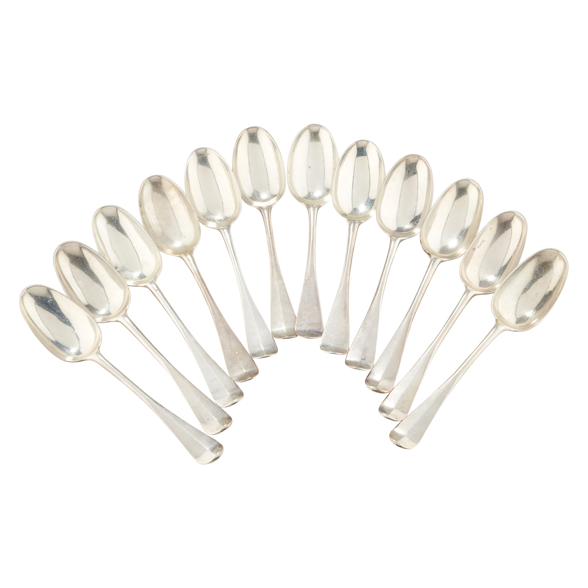 A MATCHED SET OF TWELVE GEORGE III SCOTTISH PROVINCIAL TABLESPOONS