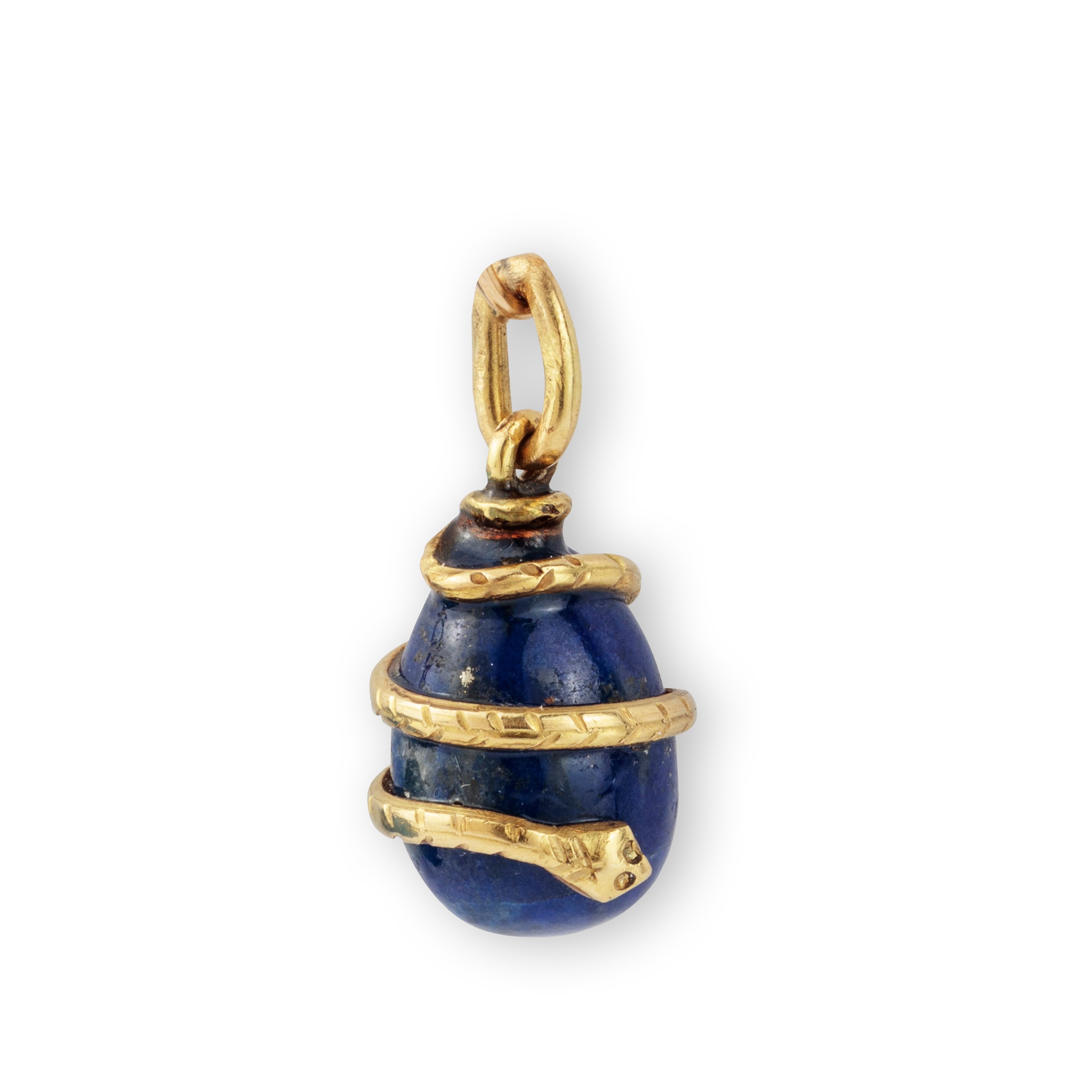 A Russian late 19th century lapis lazuli egg pendant