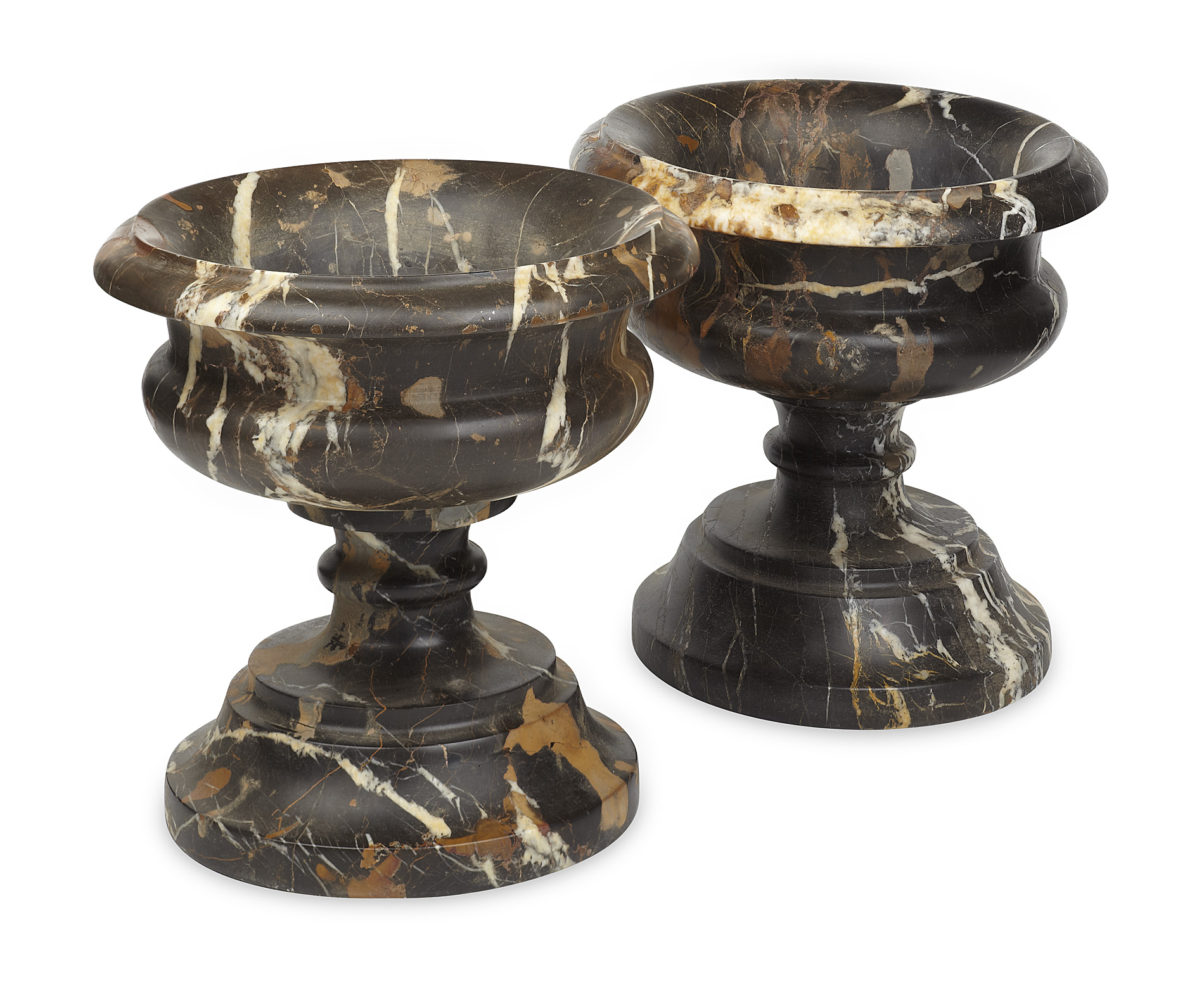 PAIR OF FAUX MARBLE URNS