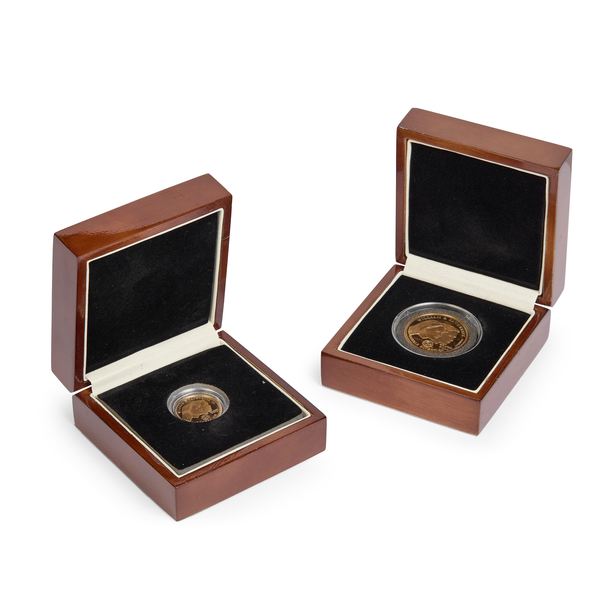 TRISTAN DA CUNHA - TWO COMMEMORATIVE WILLIAM AND CATHERINE GOLD COINS
