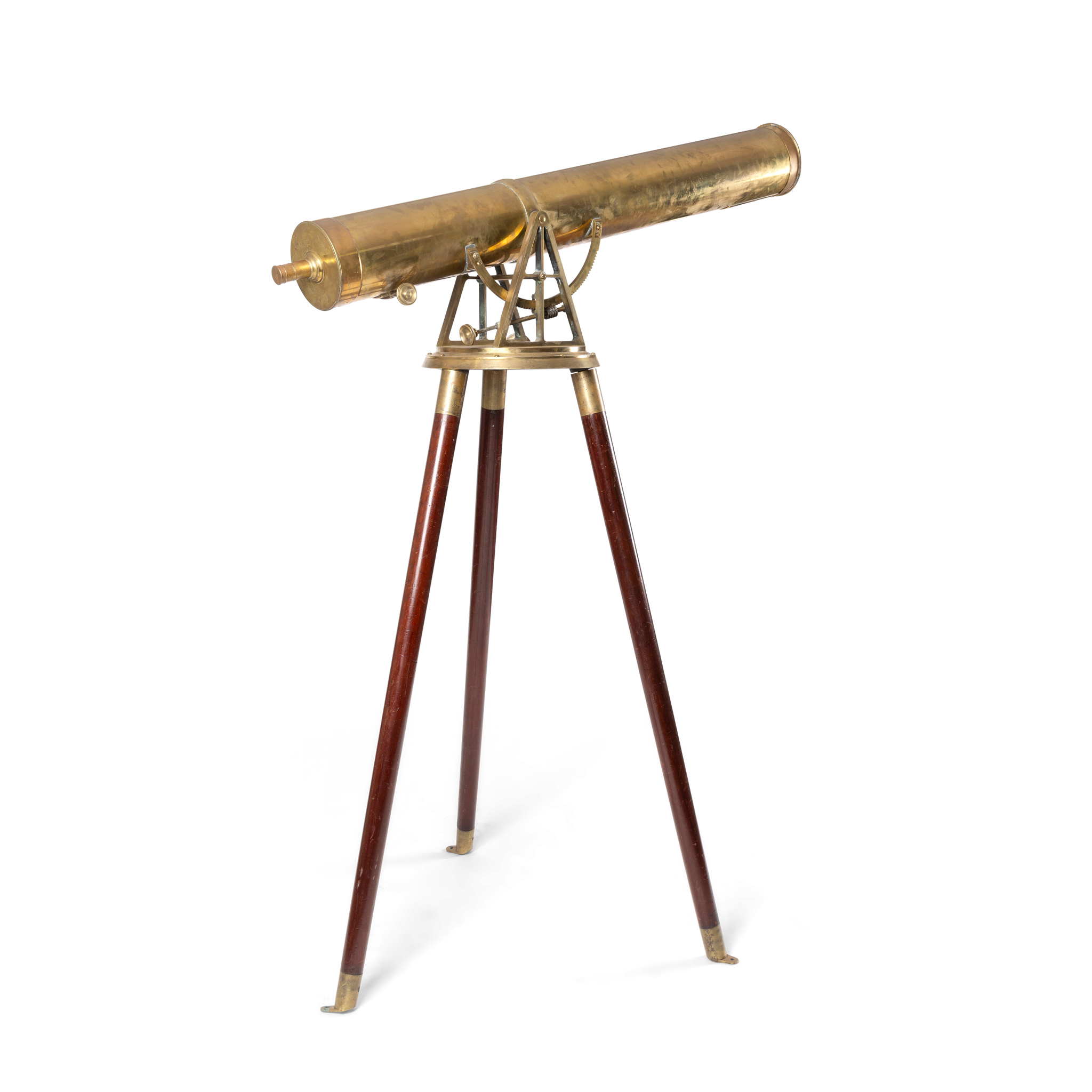 A 5 7/8" REFRACTING BRASS TELESCOPE ON STAND