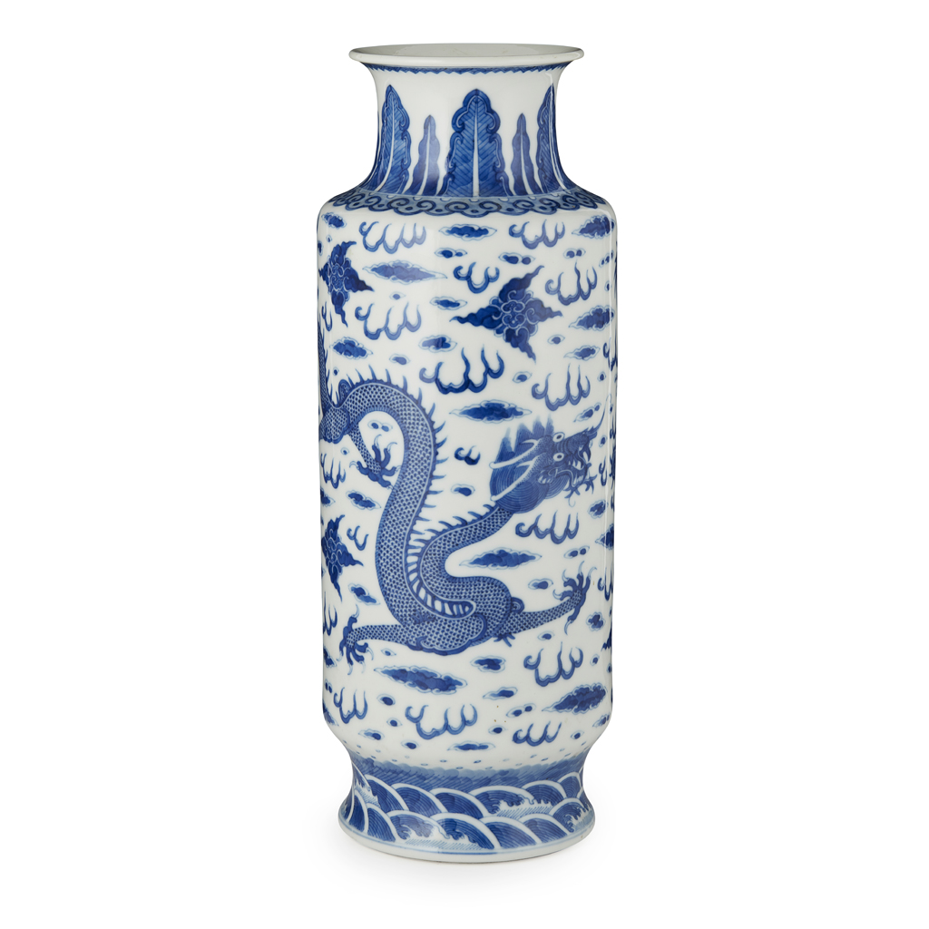 BLUE AND WHITE LANTERN VASE