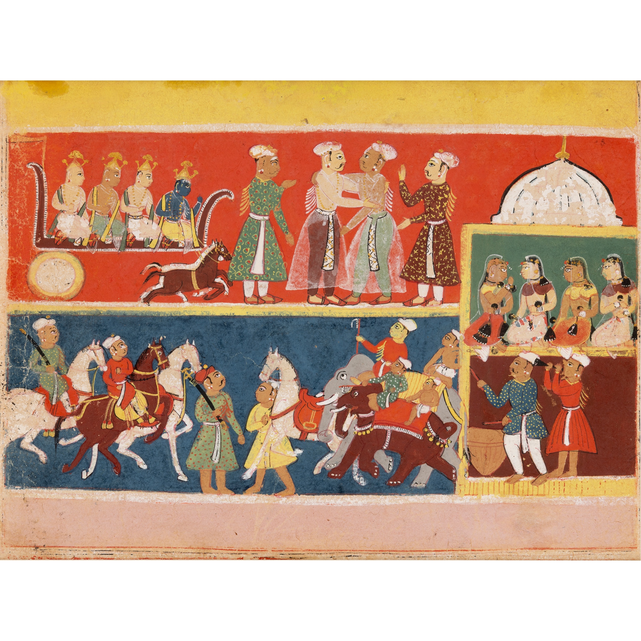 AN ILLUSTRATION TO A RAMAYANA SERIES: RAMA AND LAKSHMANA IN A CARRIAGE PROCESSION