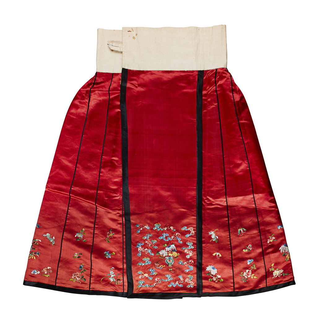 RED SILK SKIRT