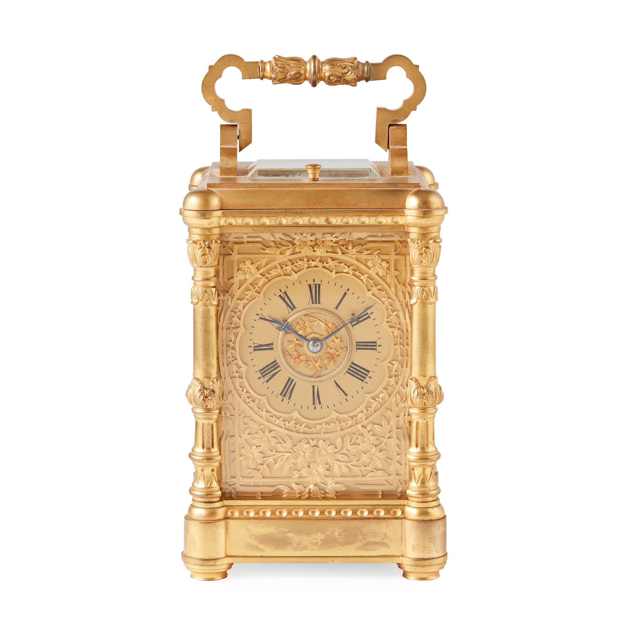 FRENCH GILT BRONZE REPEATER CARRIAGE CLOCK