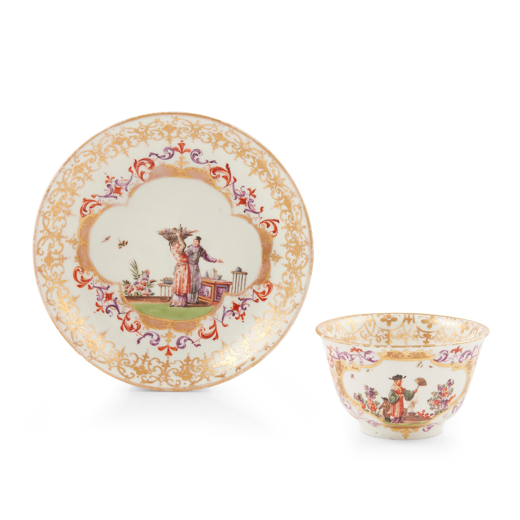 MEISSEN TEABOWL AND MATCHED SAUCER