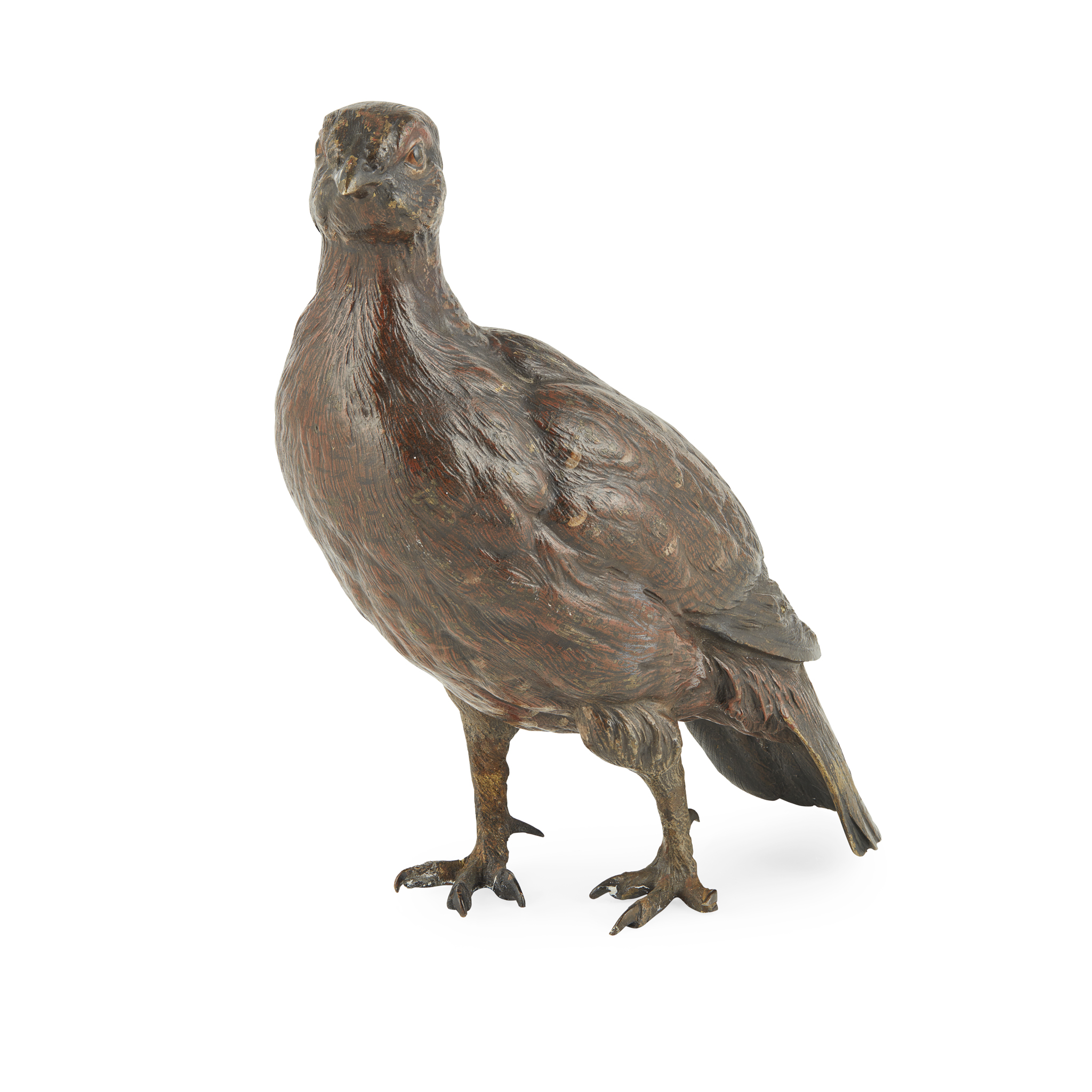 A LATE 19TH CENTURY AUSTRIAN COLD PAINTED BRONZE RED GROUSE