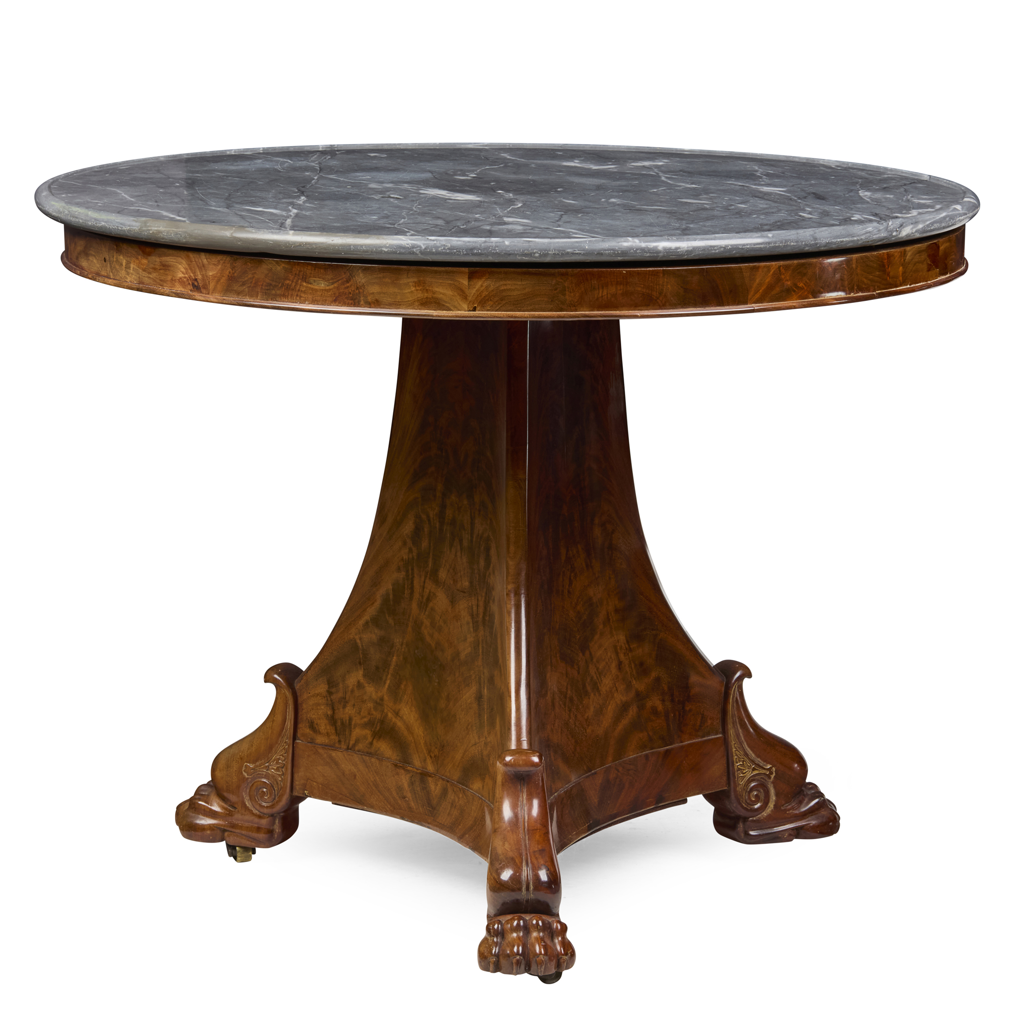 FRENCH EMPIRE MAHOGANY MARBLE TOPPED GUERIDON