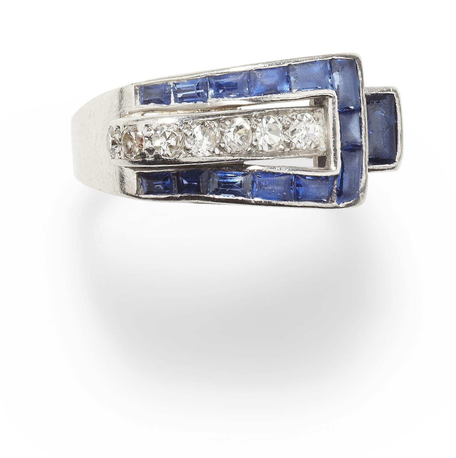 A 1940's sapphire and diamond cluster ring