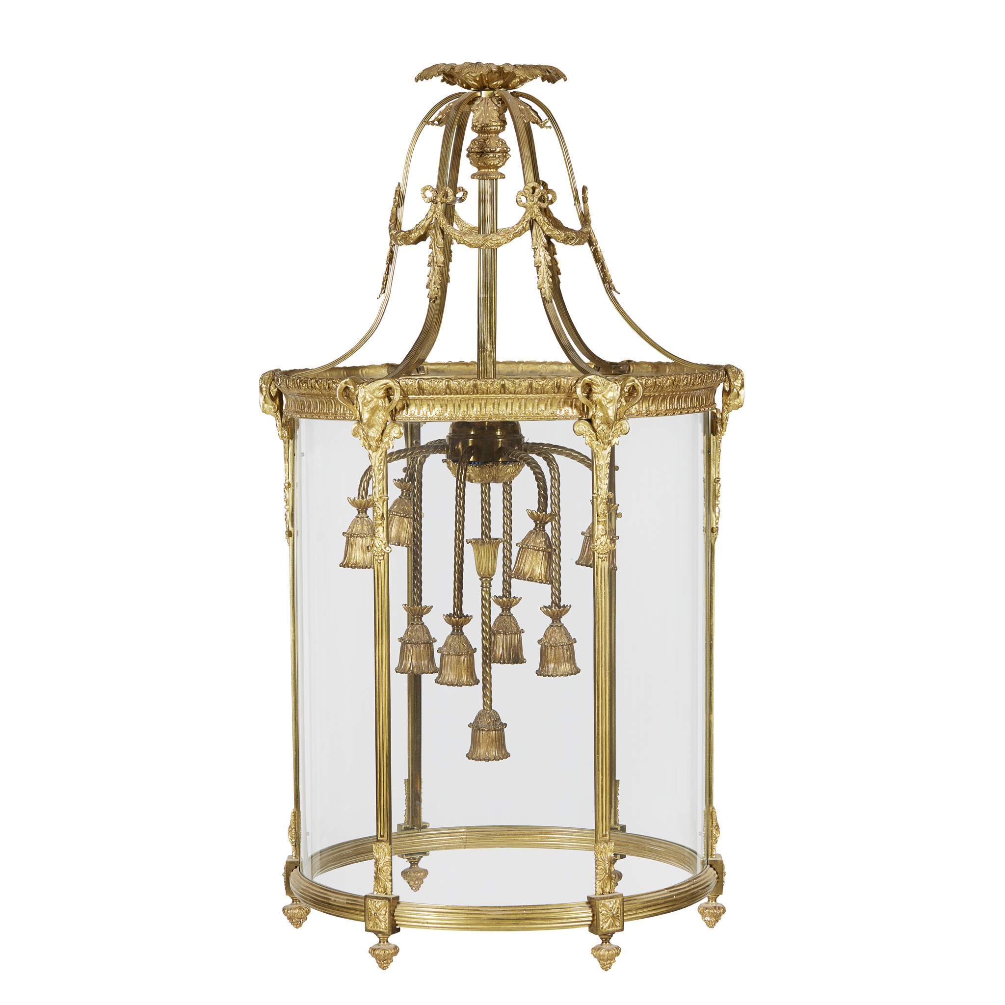 LARGE GEORGE III STYLE GILT BRASS HALL LANTERN