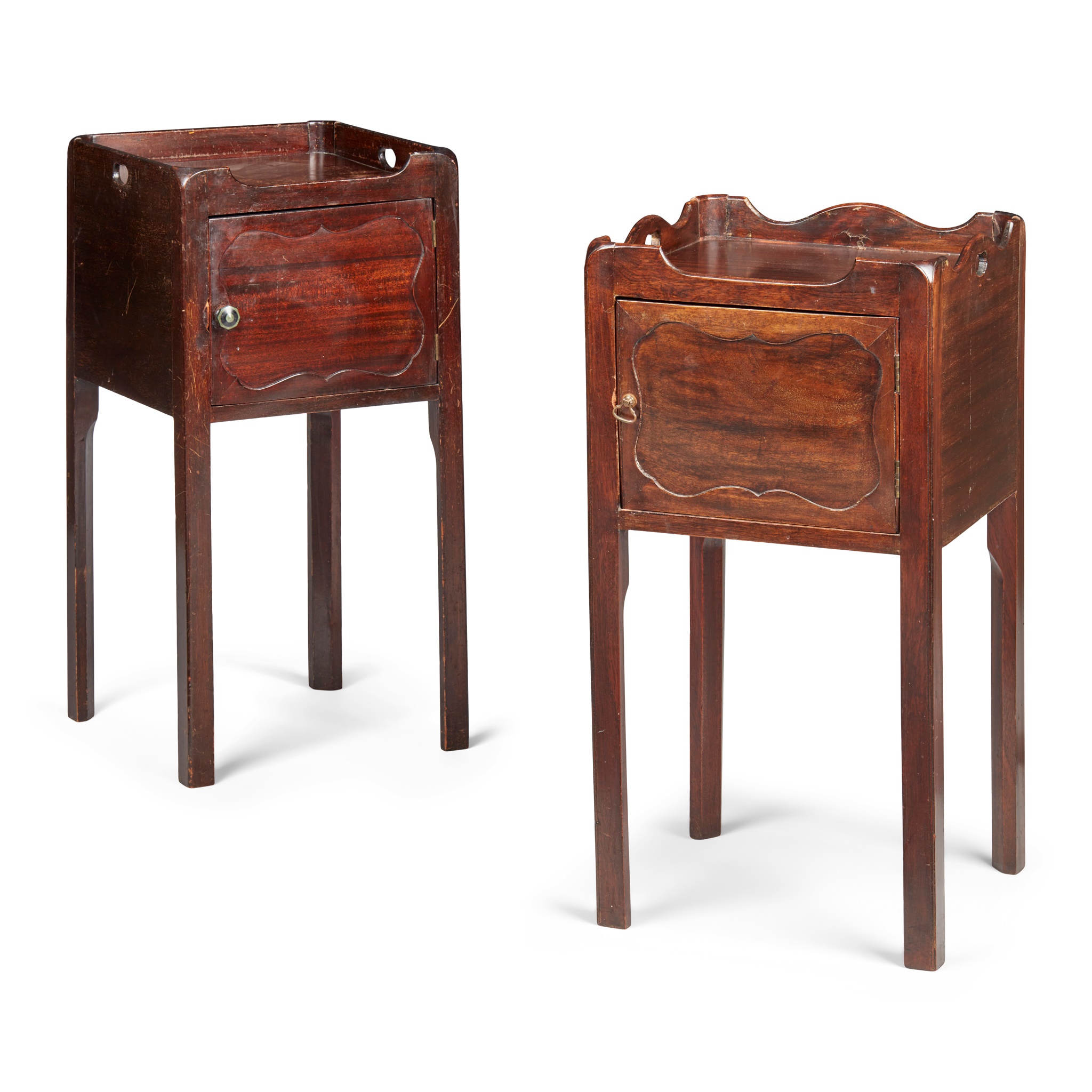 MATCHED PAIR OF GEORGE III BEDSIDE COMMODES